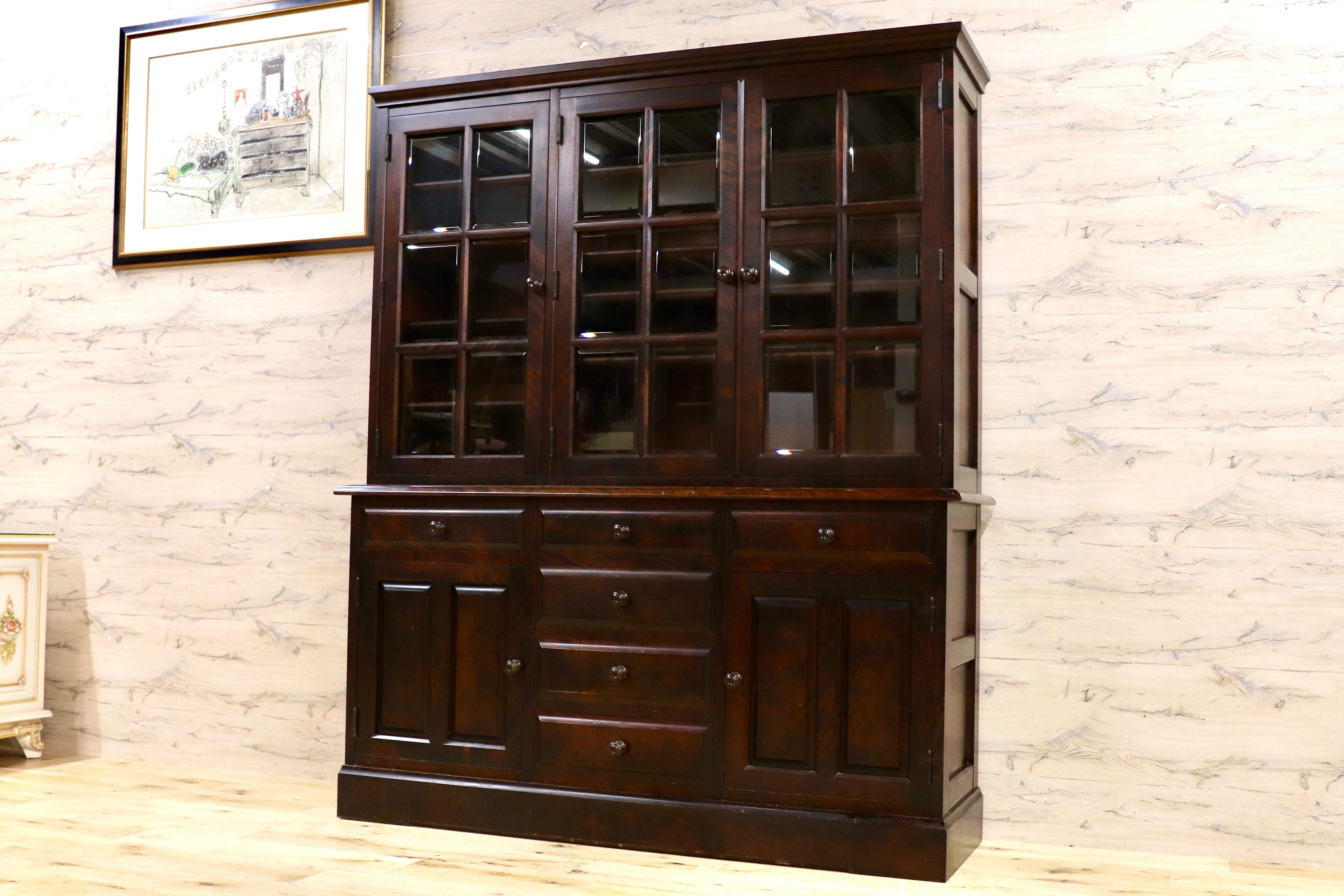 GMIS30○北海民芸家具 キャビネット 飾り棚 食器棚 水屋棚 樺材 民藝 アンティーク 和家具 和モダン レトロ 飛騨産業