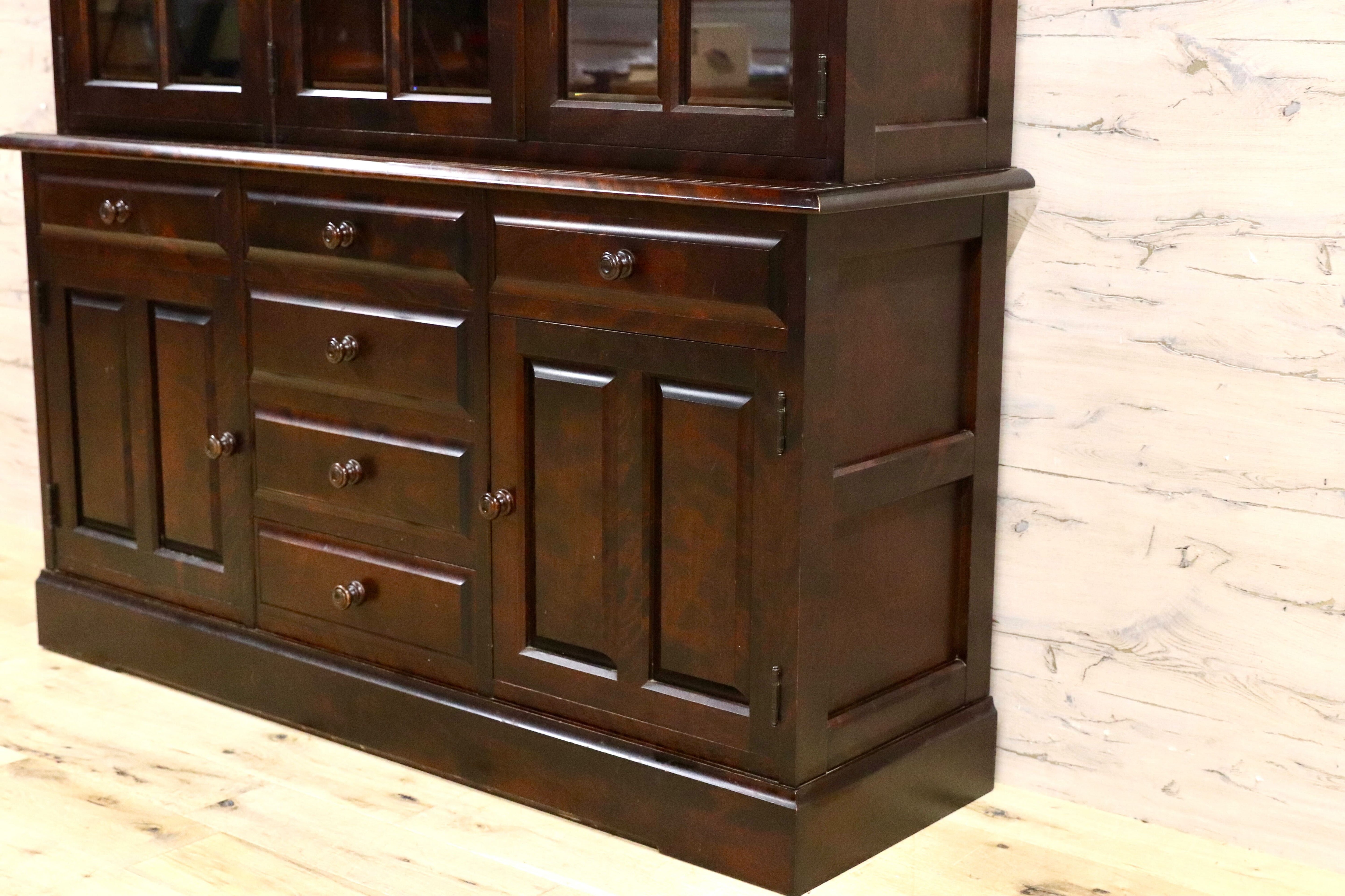 GMIS30○北海民芸家具 キャビネット 飾り棚 食器棚 水屋棚 樺材 民藝 アンティーク 和家具 和モダン レトロ 飛騨産業