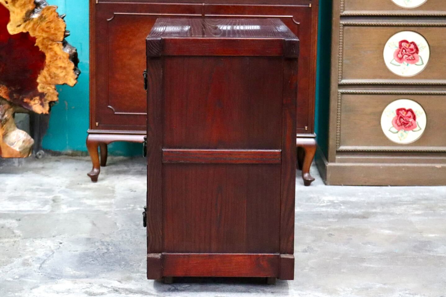 GMIK813○車箪笥 チェスト 時代箪笥 民芸箪笥 和箪笥 収納棚 閂錠 キャスター 引き出し 戸棚 和家具 無垢材 レトロ アンティーク