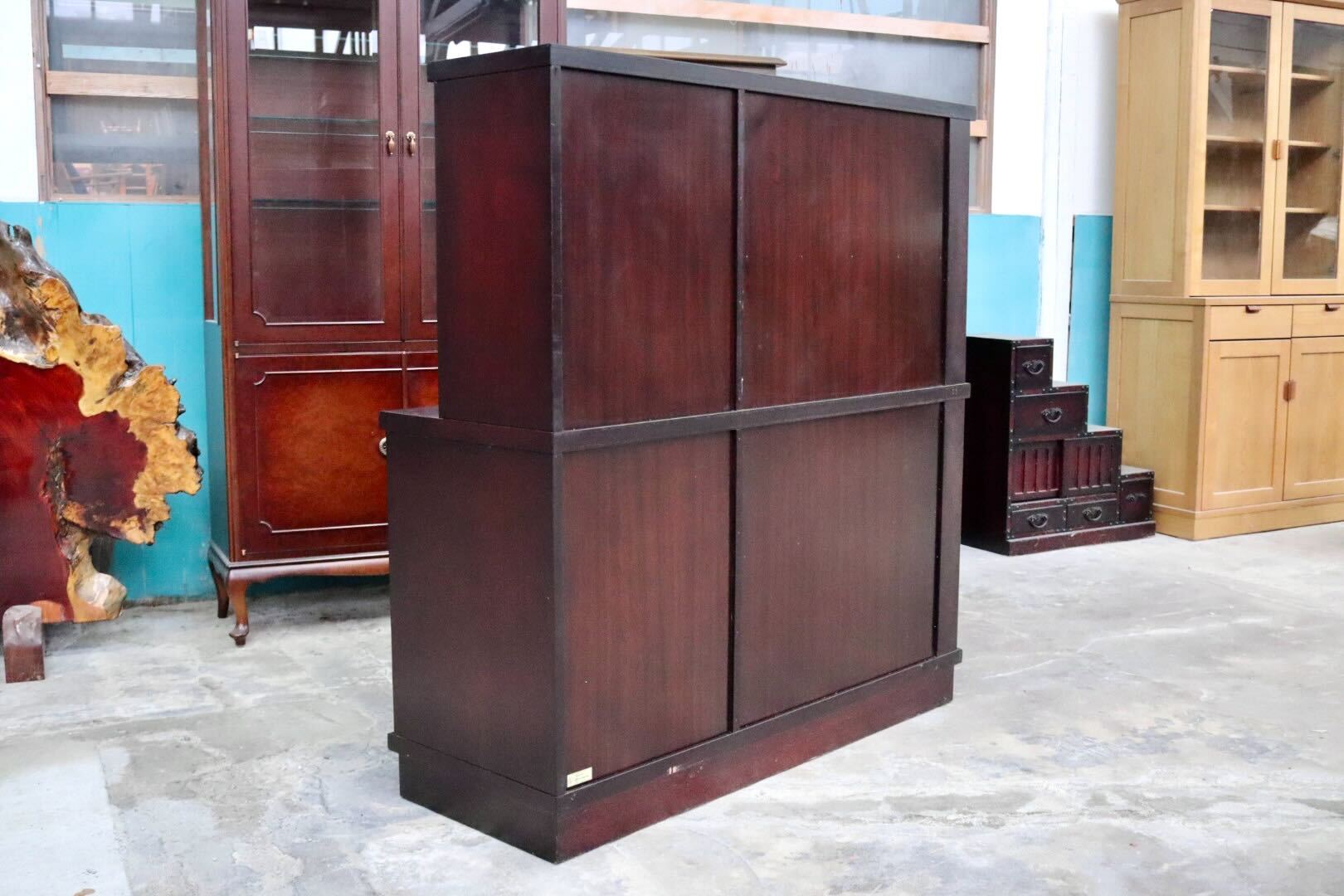 GMIK811B○モリシゲ / MORISHIGE キャビネット 飾り棚 本棚 リビング収納 オリーブ印 昭和レトロ 高級家具 ヴィンテージ