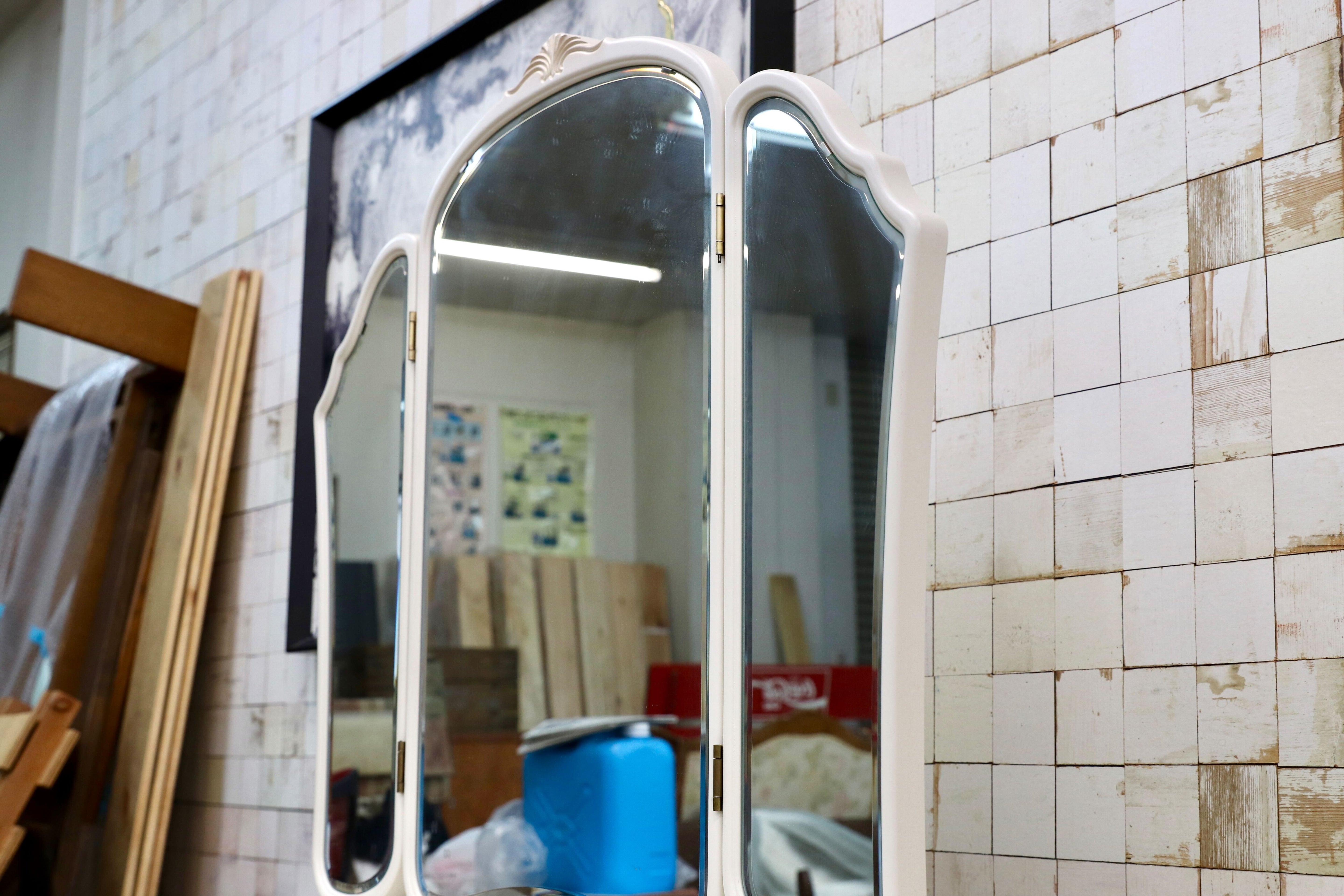 GMIS286○松永工房 Continue カンティーニュ ドレッサー 化粧台 鏡台 ホワイト シャビー エレガント IDC大塚家具