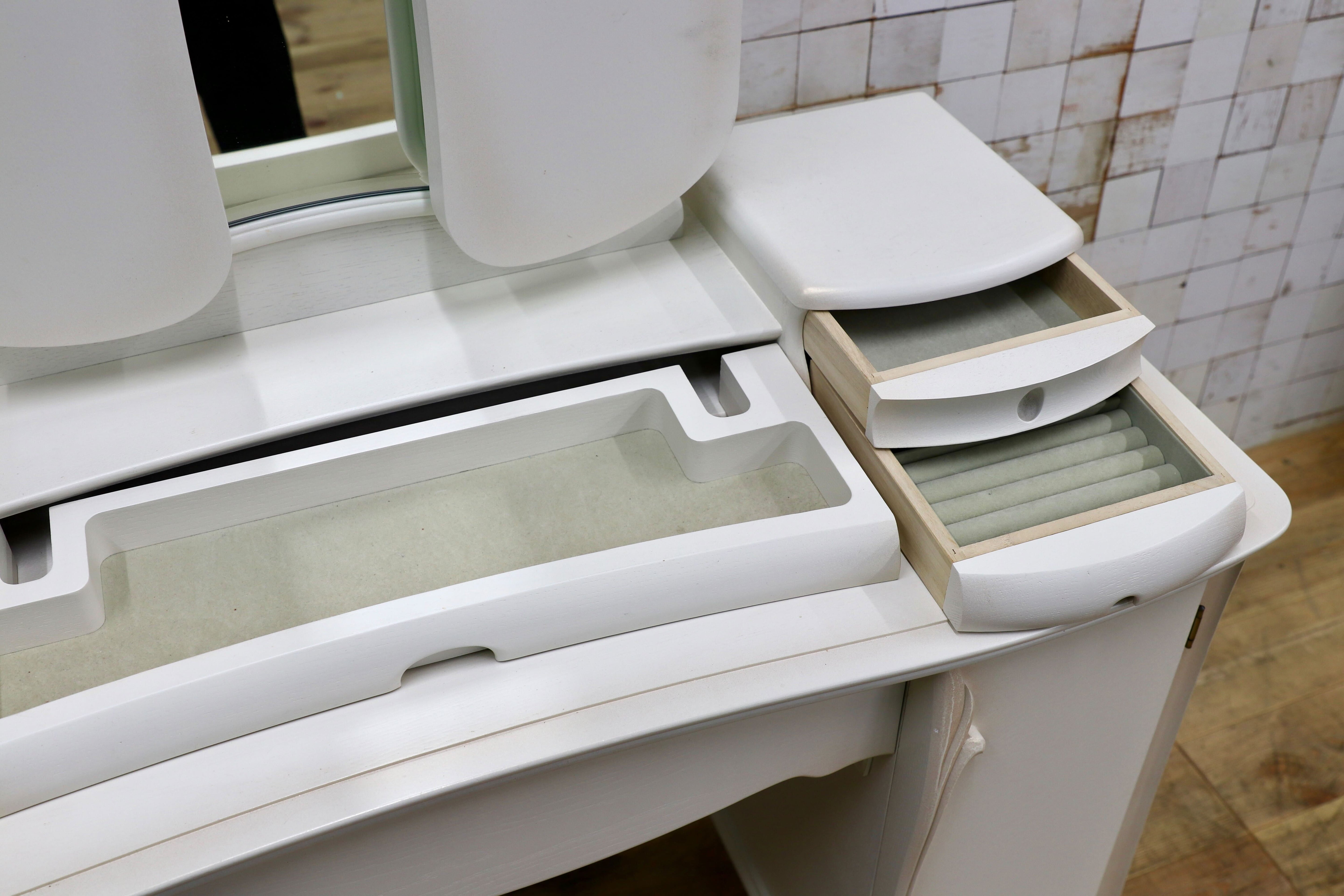 GMIS286○松永工房 Continue カンティーニュ ドレッサー 化粧台 鏡台 ホワイト シャビー エレガント IDC大塚家具