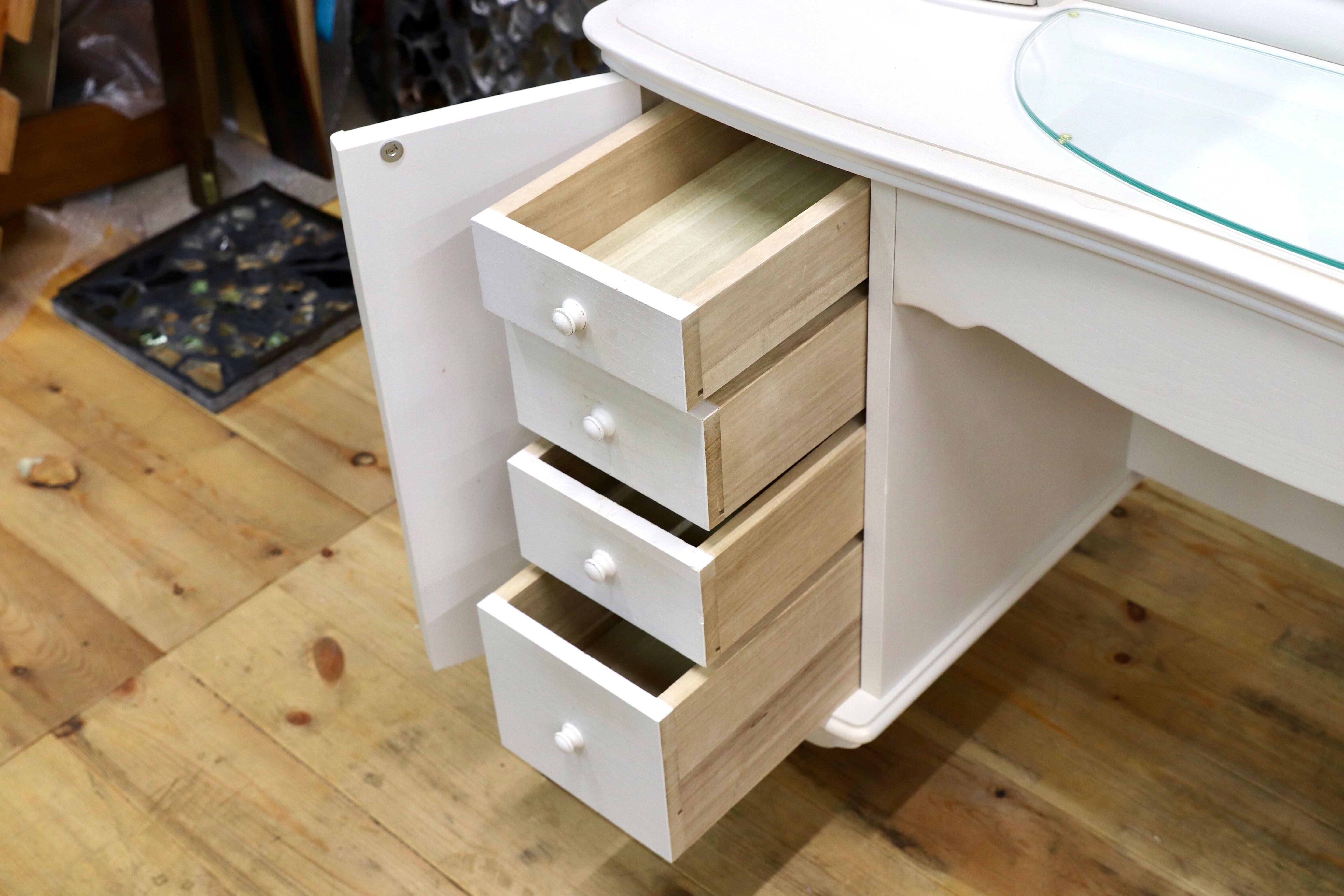 GMIS286○松永工房 Continue カンティーニュ ドレッサー 化粧台 鏡台 ホワイト シャビー エレガント IDC大塚家具