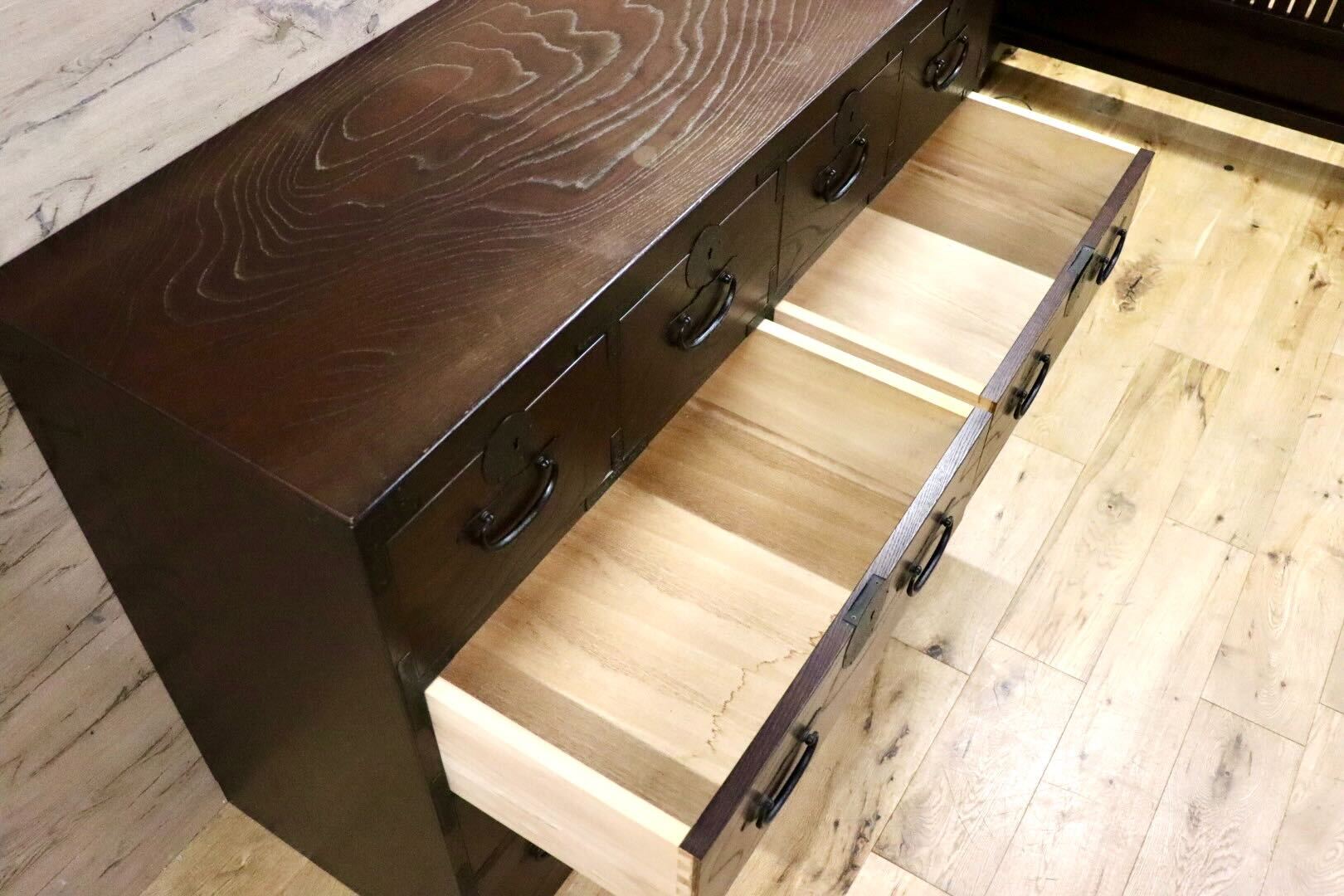 GMHS158A○青木産業 江戸 整理箪笥 時代箪笥 チェスト 整理タンス 和家具 収納家具 欅 民芸家具 古民家 和モダン