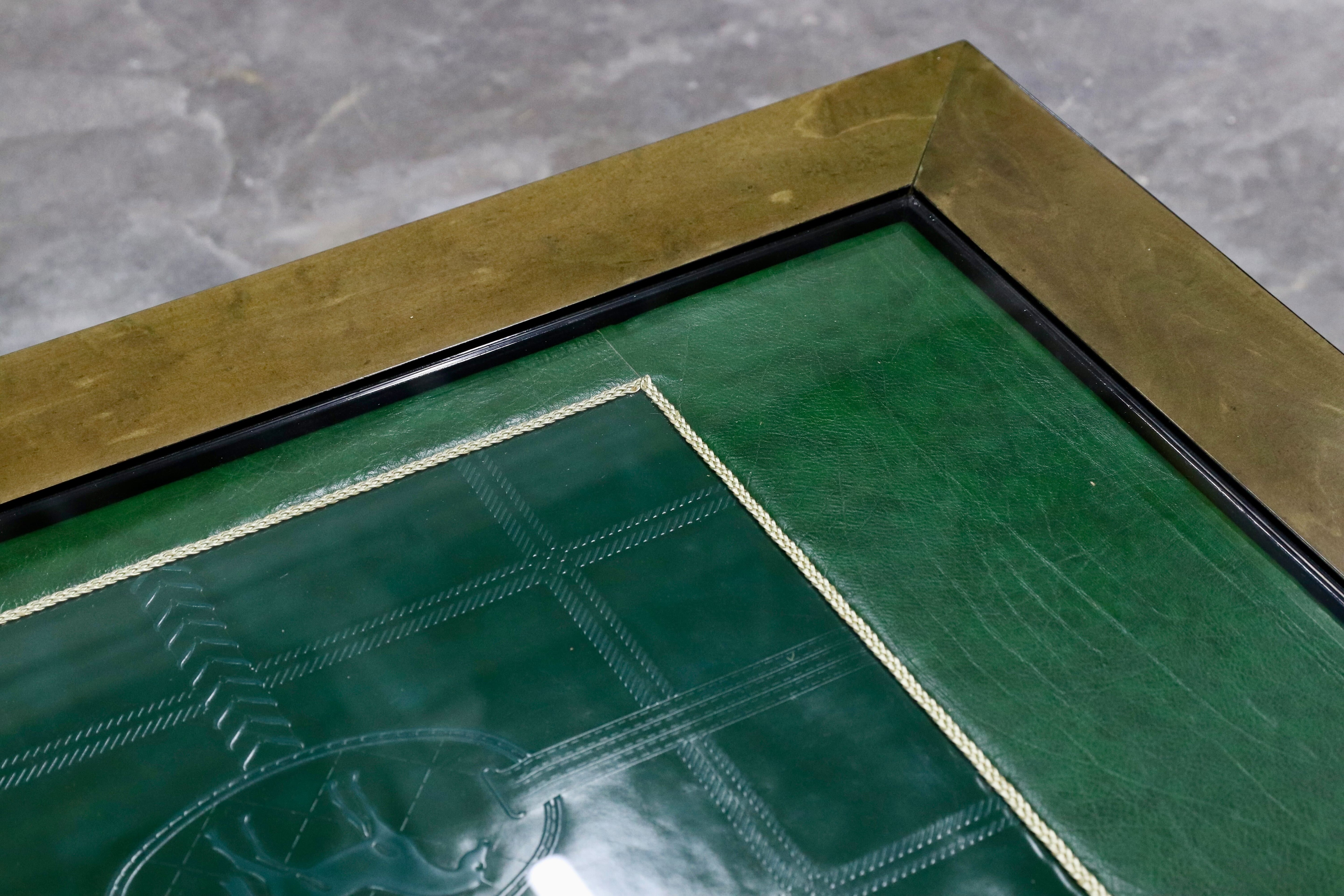 GMIS71○PAOLO GUCCI / パオログッチ センターテーブル リビングテーブル 応接机 ガラステーブル 革張り イタリア 最高峰 約75万