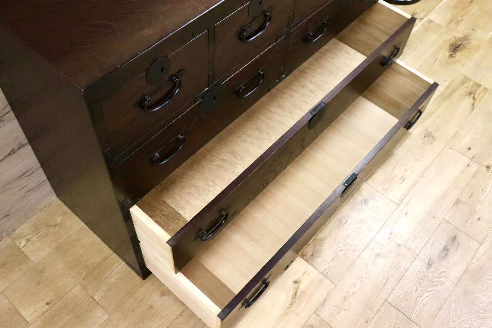 GMHS158A○青木産業 江戸 整理箪笥 時代箪笥 チェスト 整理タンス 和家具 収納家具 欅 民芸家具 古民家 和モダン