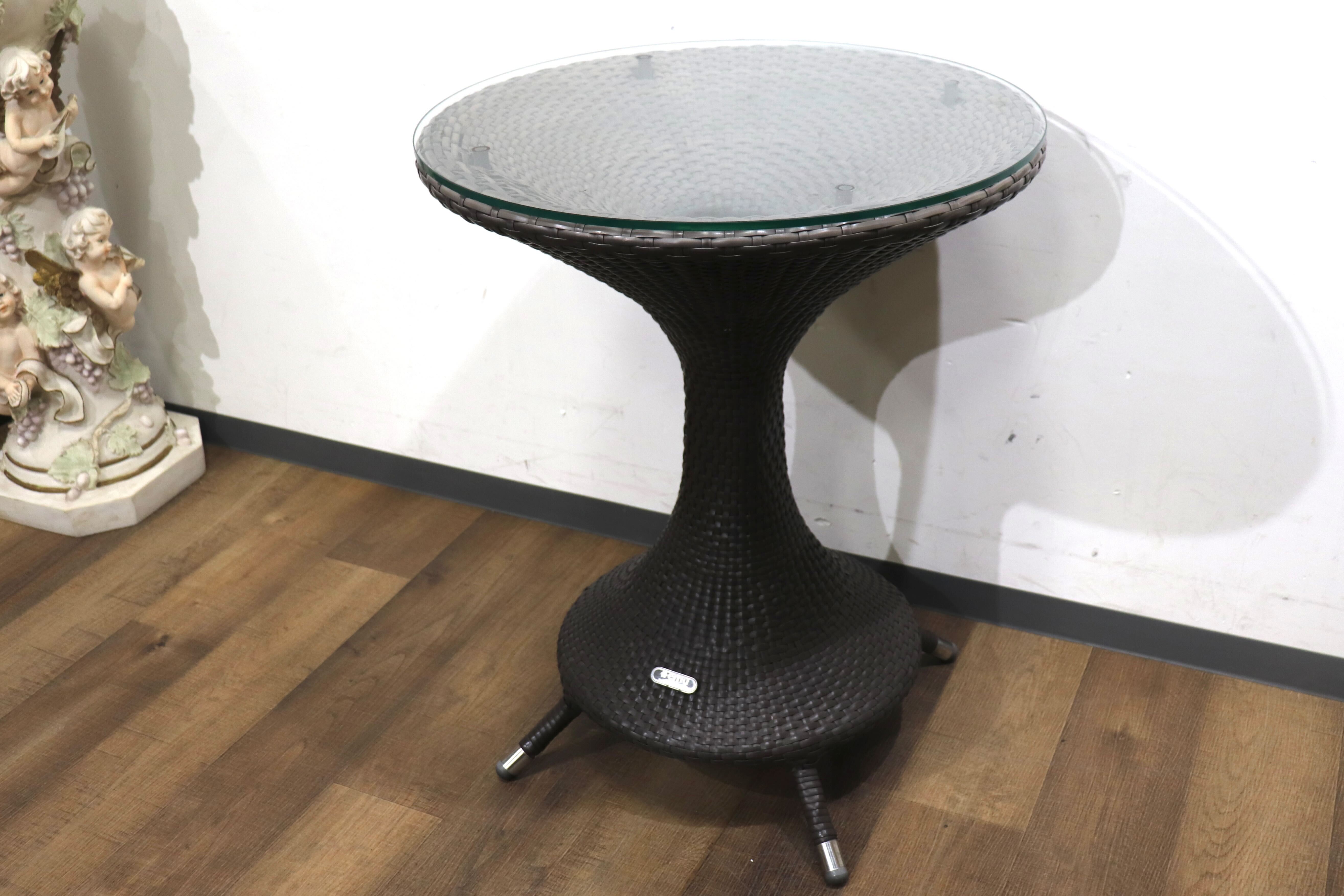 GMHN287A○emu / エミュー ニロテーブル ガラステーブル カフェテーブル ファイバーラタン リゾート ガーデン イタリア 廃番 定価約7.4万