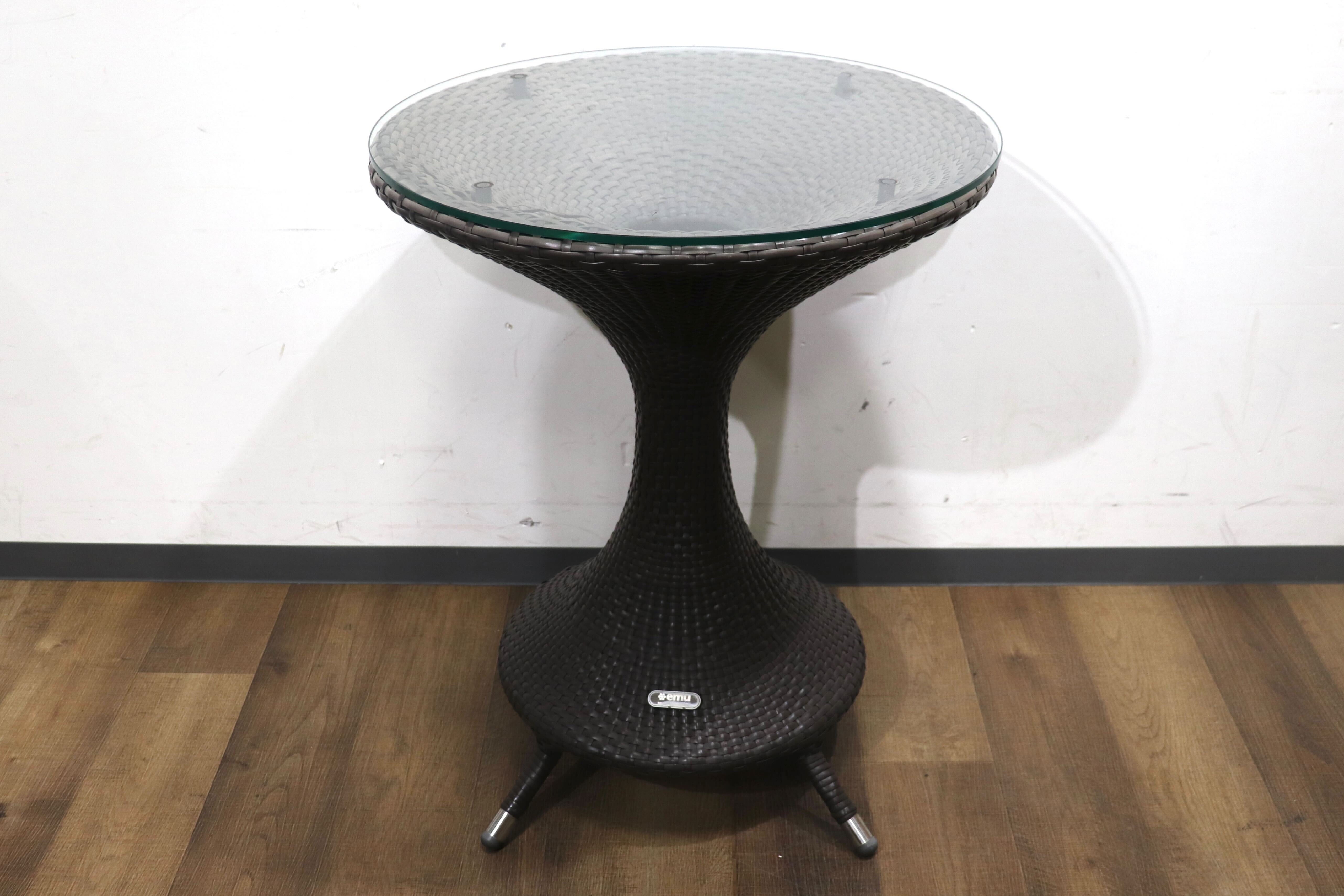 GMHN287A○emu / エミュー ニロテーブル ガラステーブル カフェテーブル ファイバーラタン リゾート ガーデン イタリア 廃番 定価約7.4万