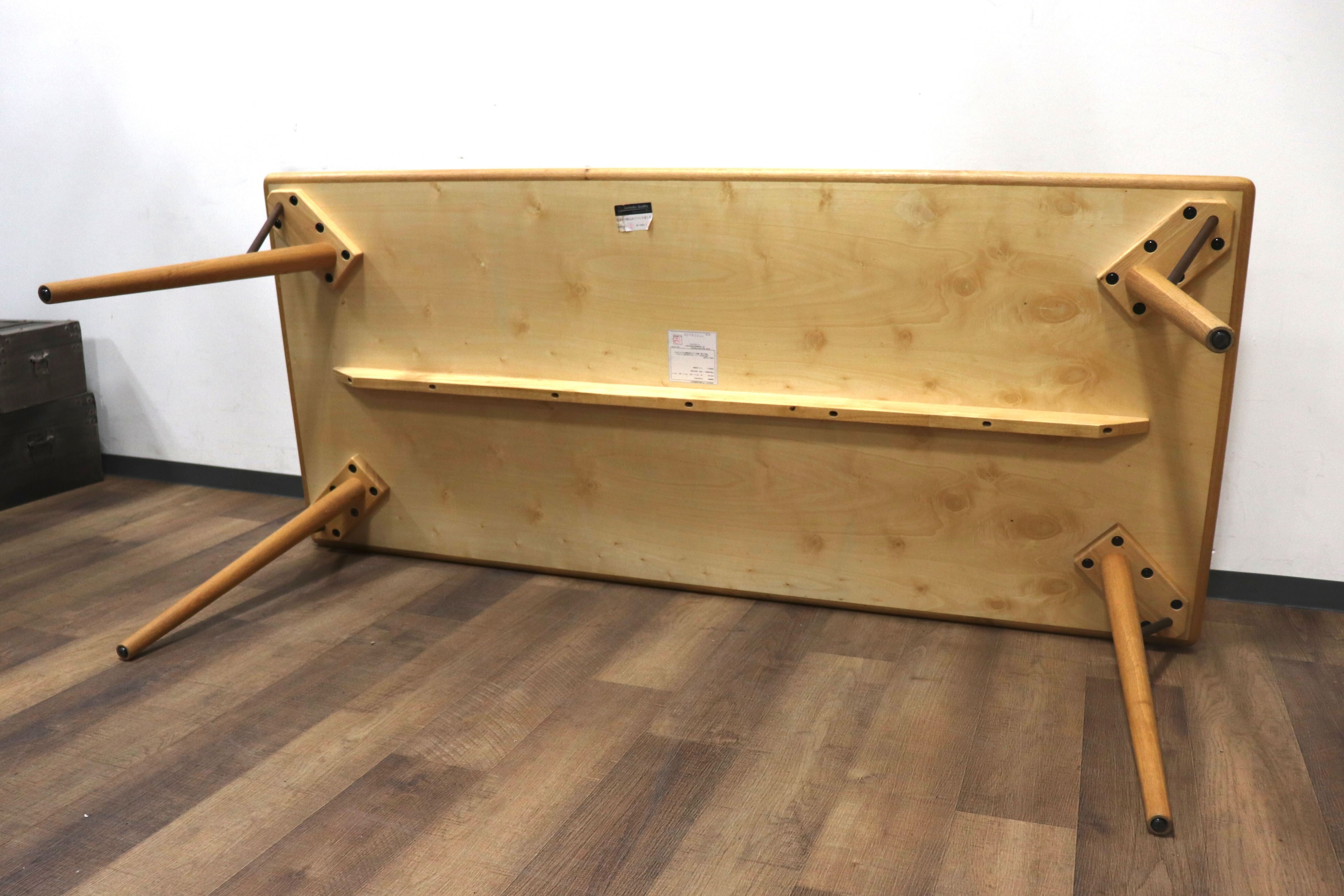 GMHN131○朝日木材加工 ダイニングテーブル 食卓テーブル 作業台 天然木 オーク材 ナチュラル シンプル 国産家具 美品