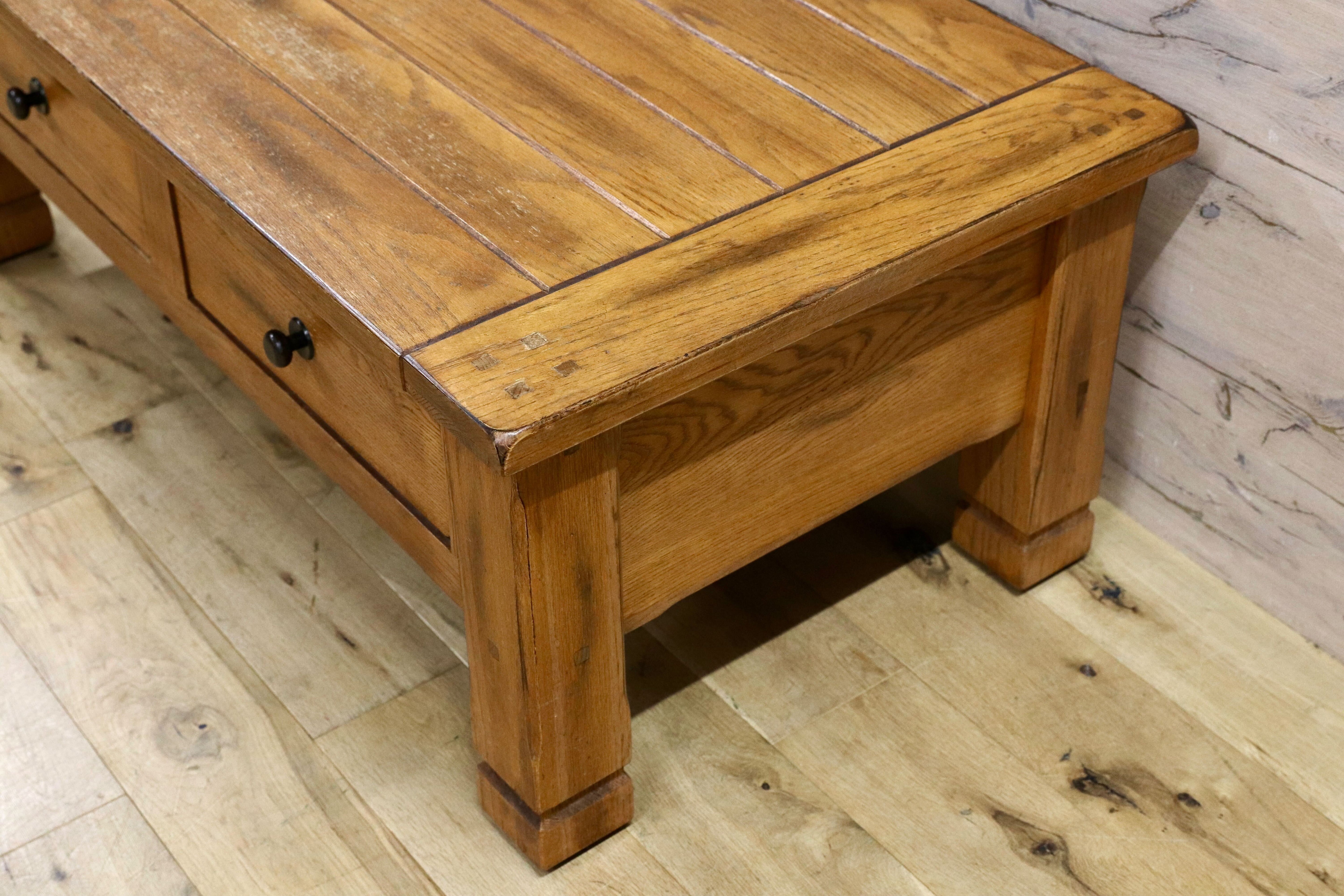 GMHK471○オーク材 ヴィンテージ センターテーブル リビングテーブル クラシック カフェ 店舗什器 古木 アンティーク調 ローテーブル