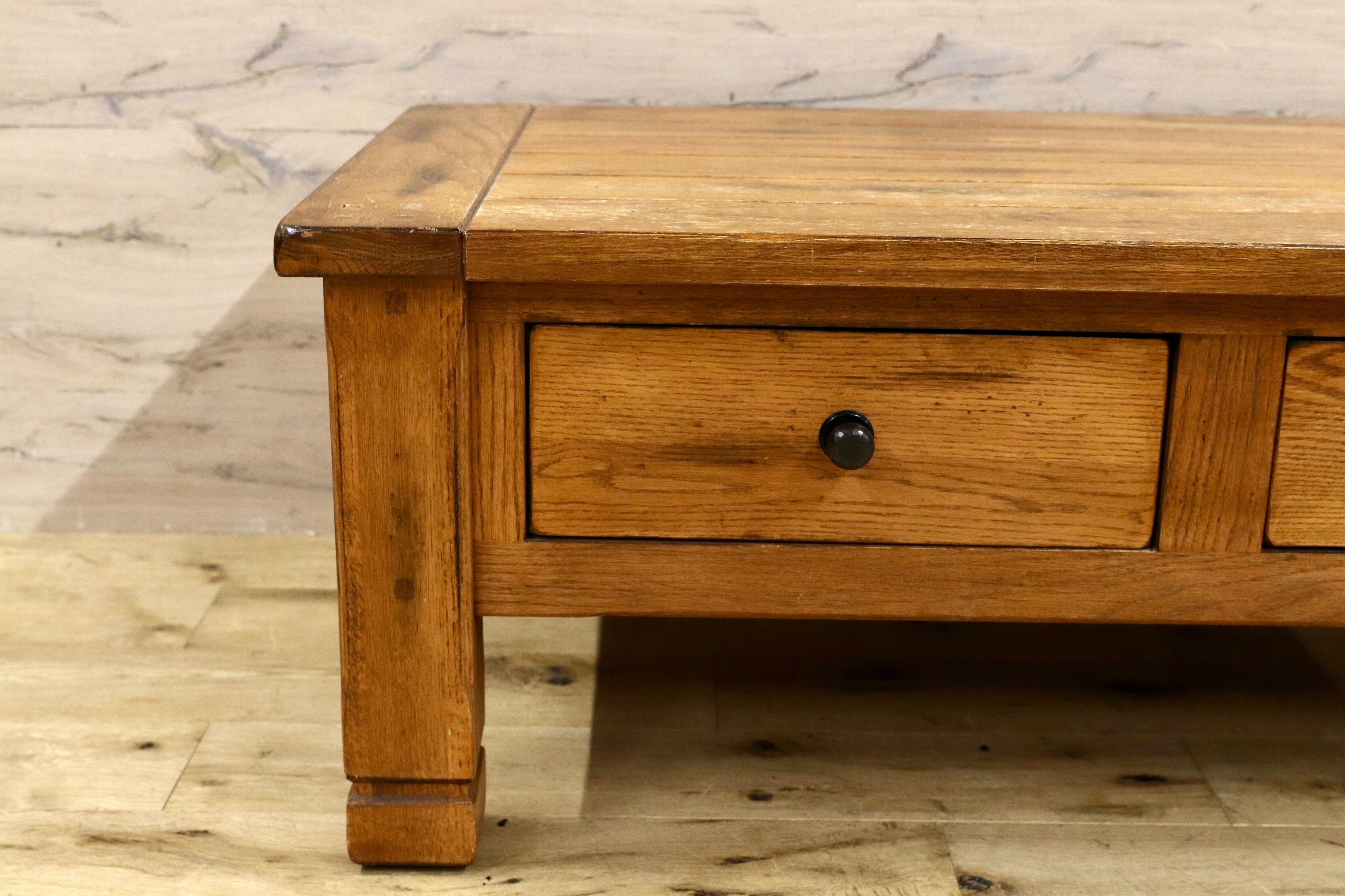 GMHK471○オーク材 ヴィンテージ センターテーブル リビングテーブル クラシック カフェ 店舗什器 古木 アンティーク調 ローテーブル