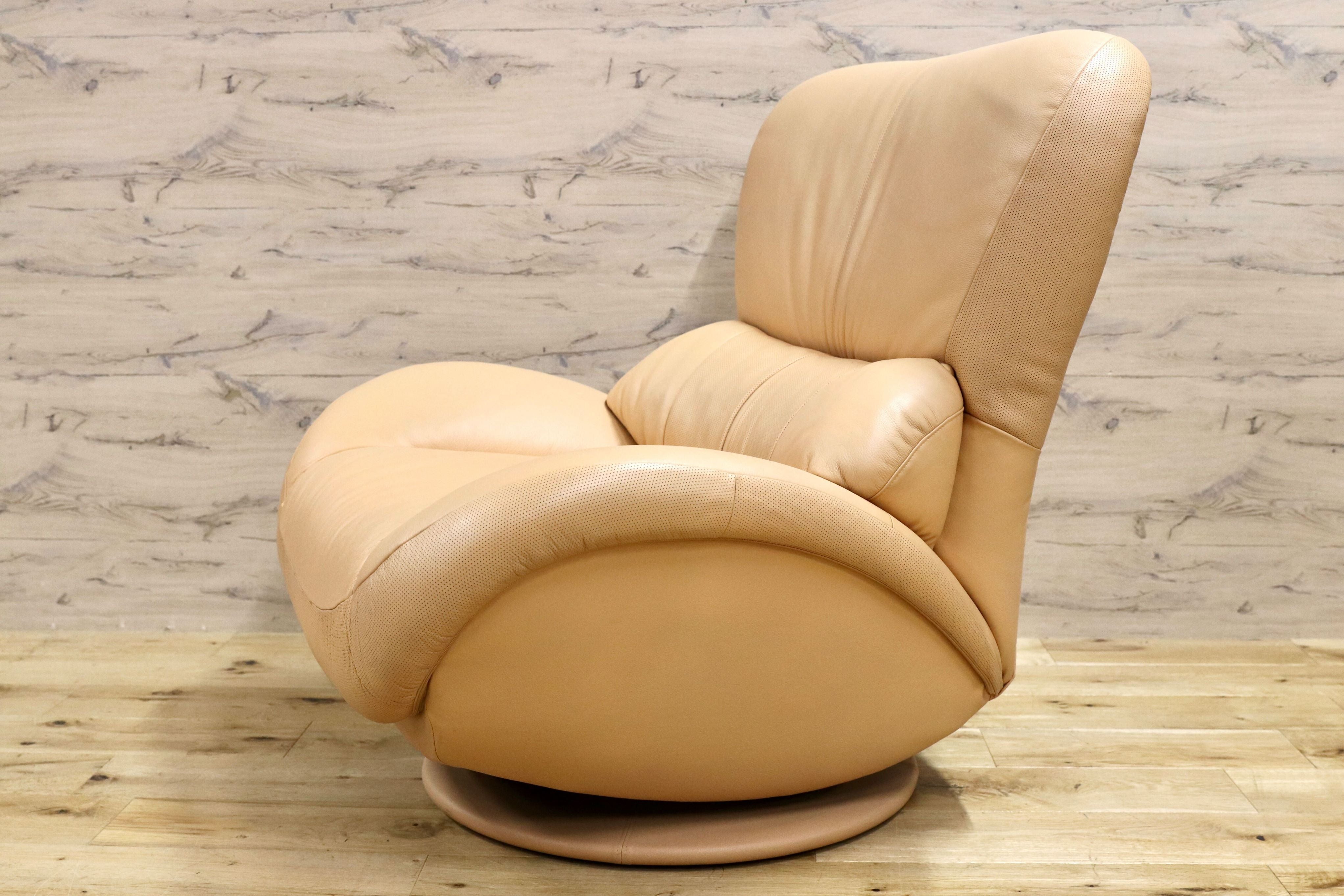 GMGN266A○karimoku / カリモク ZT3557 1人掛けソファ シングルソファ ラウンジチェア 本革 定価約20万 展示品