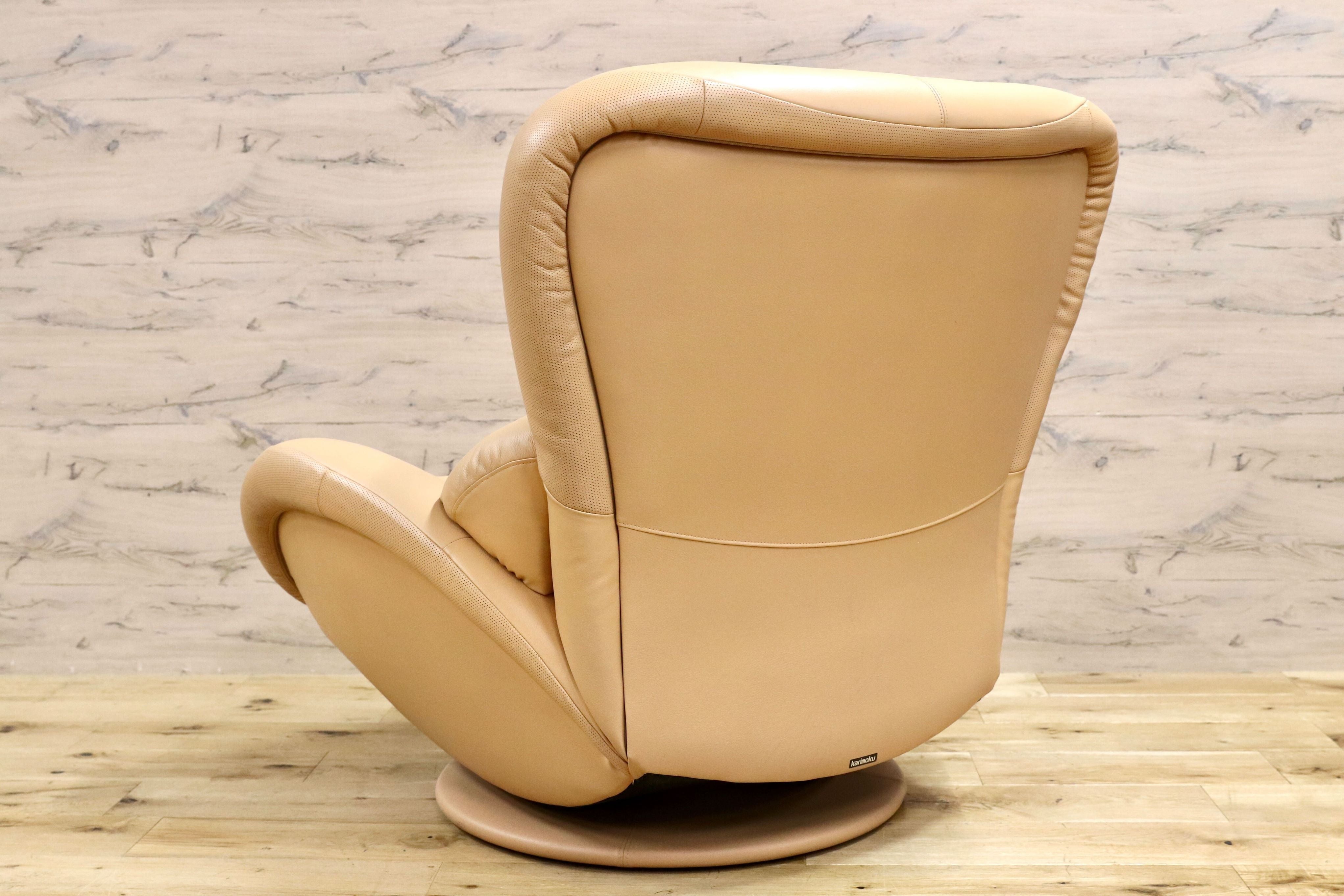 GMGN266A○karimoku / カリモク ZT3557 1人掛けソファ シングルソファ ラウンジチェア 本革 定価約20万 展示品