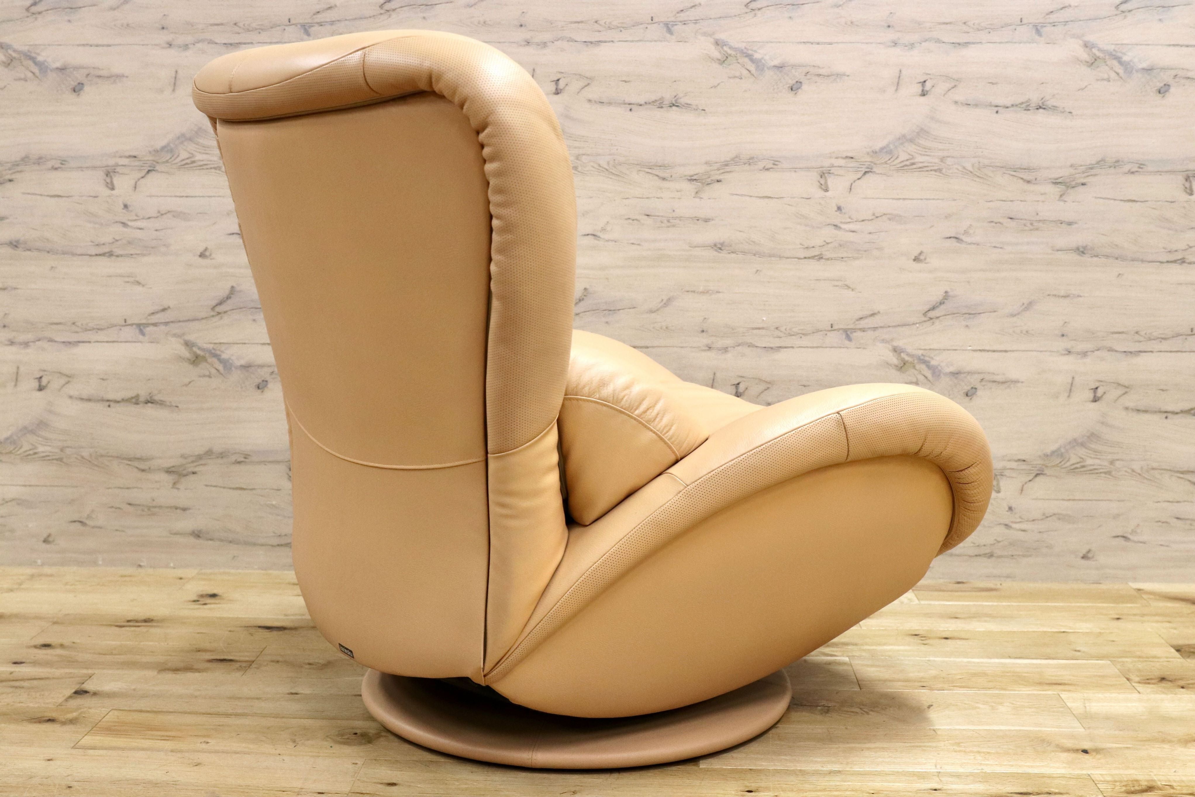 GMGN266A○karimoku / カリモク ZT3557 1人掛けソファ シングルソファ ラウンジチェア 本革 定価約20万 展示品