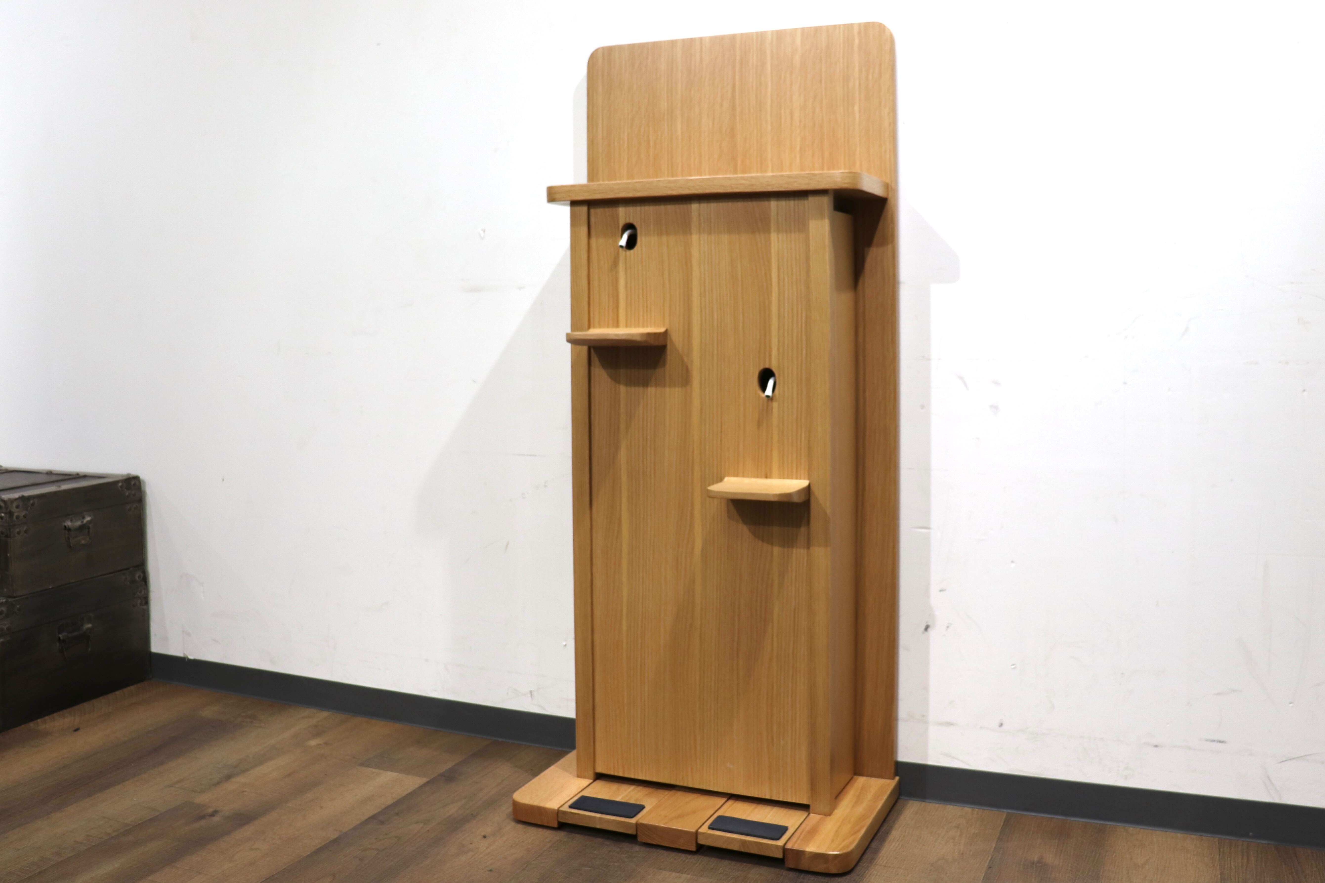GMHN284A○森明商店 Kireidana Smart-w アルコール消毒スタンド フットペダル 親子両用 オーク材 ナチュラル ホテル オフィス 定価約7.6万