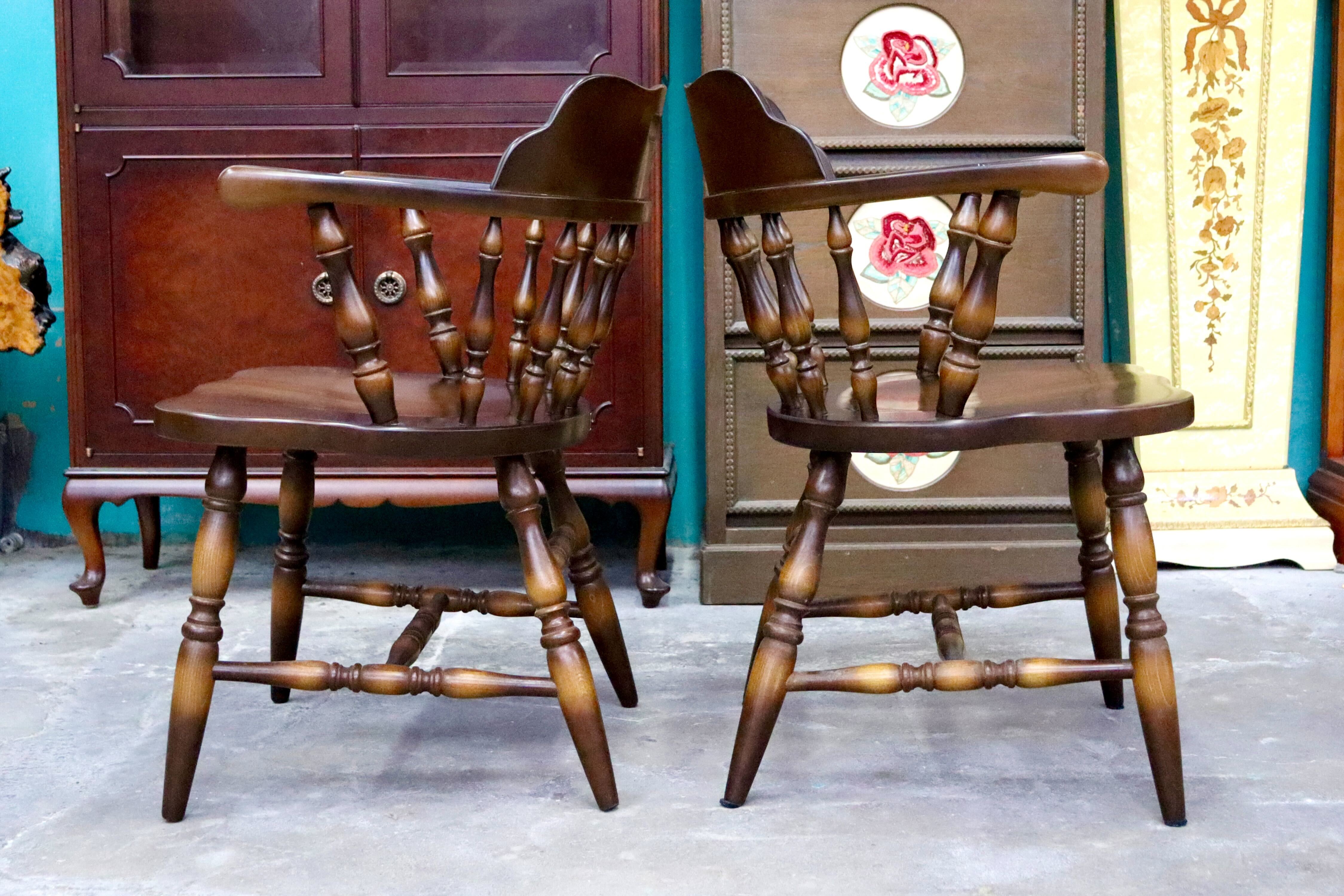 GMIH317B○飛騨産業 / HIDA キツツキ ウィンザーチェア ダイニングチェア 椅子 2脚セット カントリー レトロ 無垢 国産家具