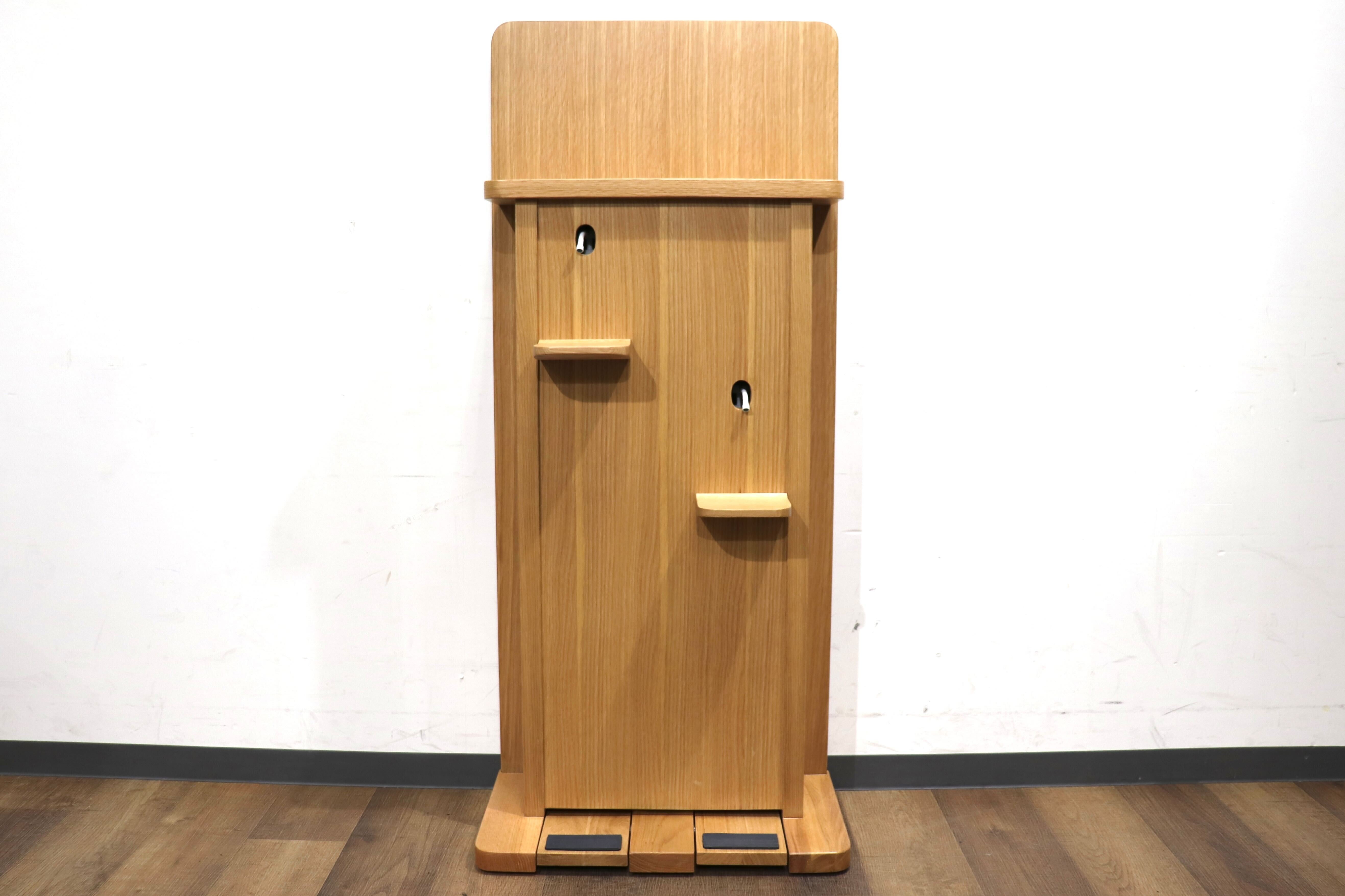 GMHN284A○森明商店 Kireidana Smart-w アルコール消毒スタンド フットペダル 親子両用 オーク材 ナチュラル ホテル オフィス 定価約7.6万