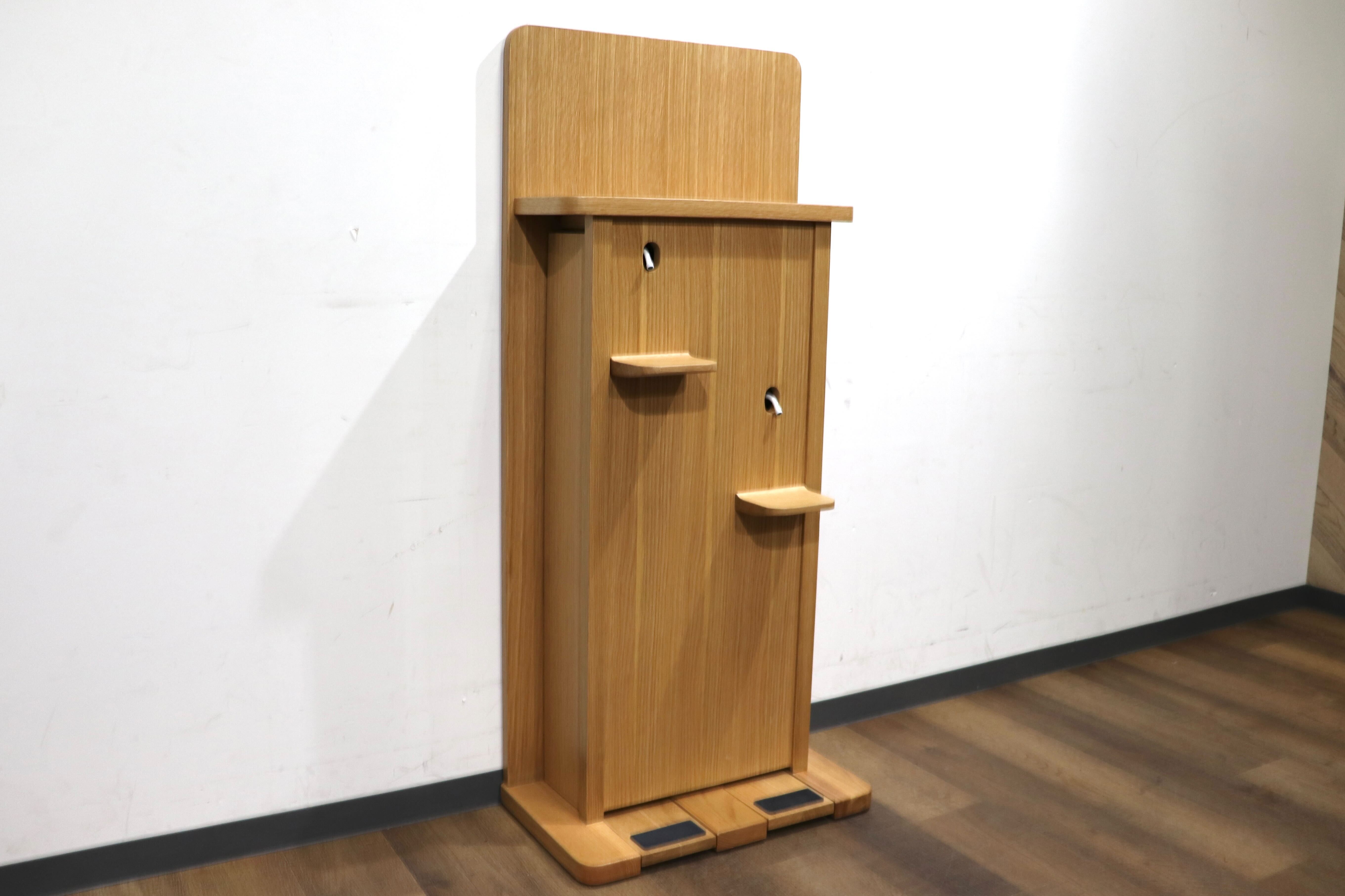 GMHN284A○森明商店 Kireidana Smart-w アルコール消毒スタンド フットペダル 親子両用 オーク材 ナチュラル ホテル オフィス 定価約7.6万
