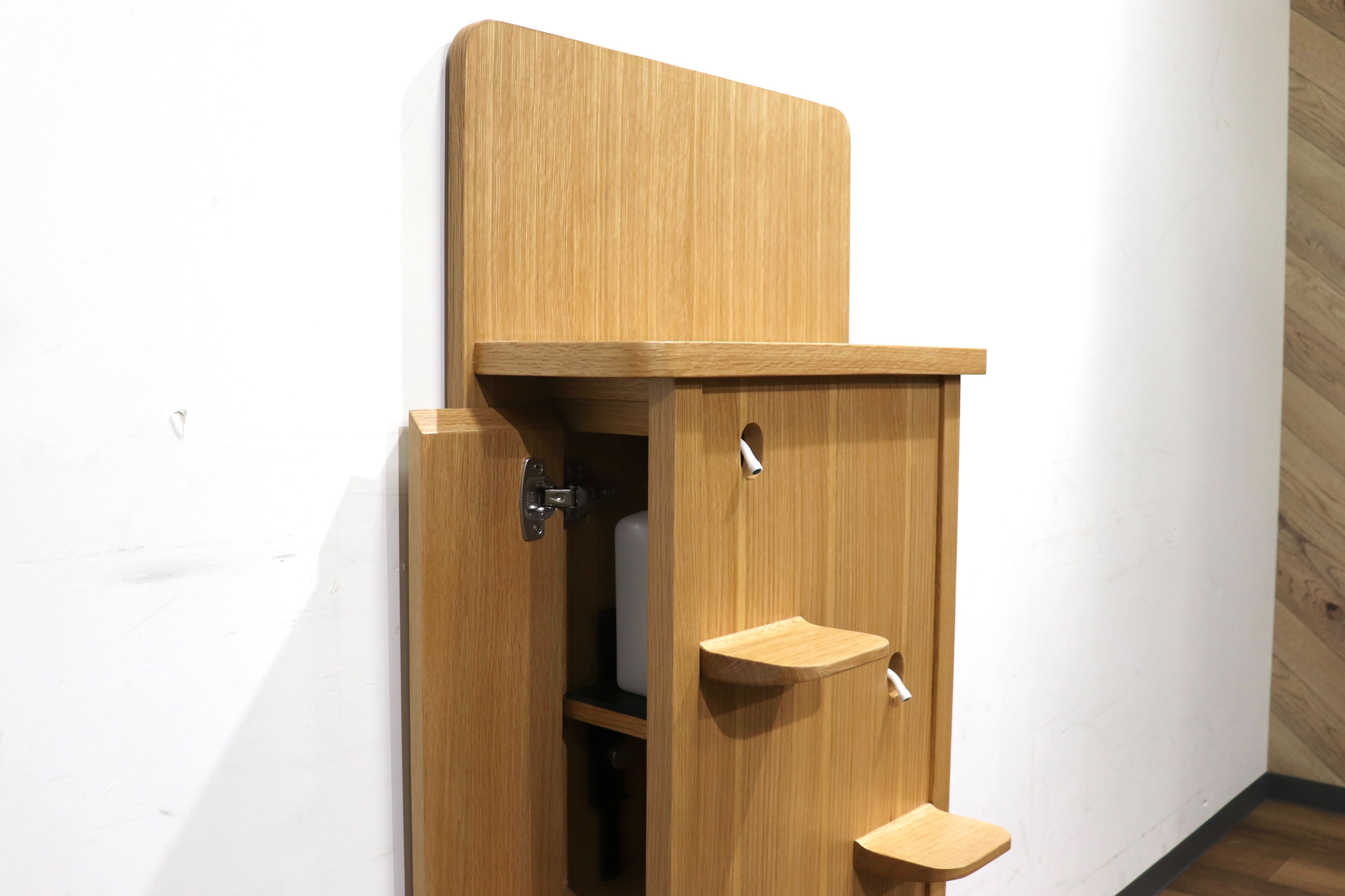 GMHN284A○森明商店 Kireidana Smart-w アルコール消毒スタンド フットペダル 親子両用 オーク材 ナチュラル ホテル オフィス 定価約7.6万