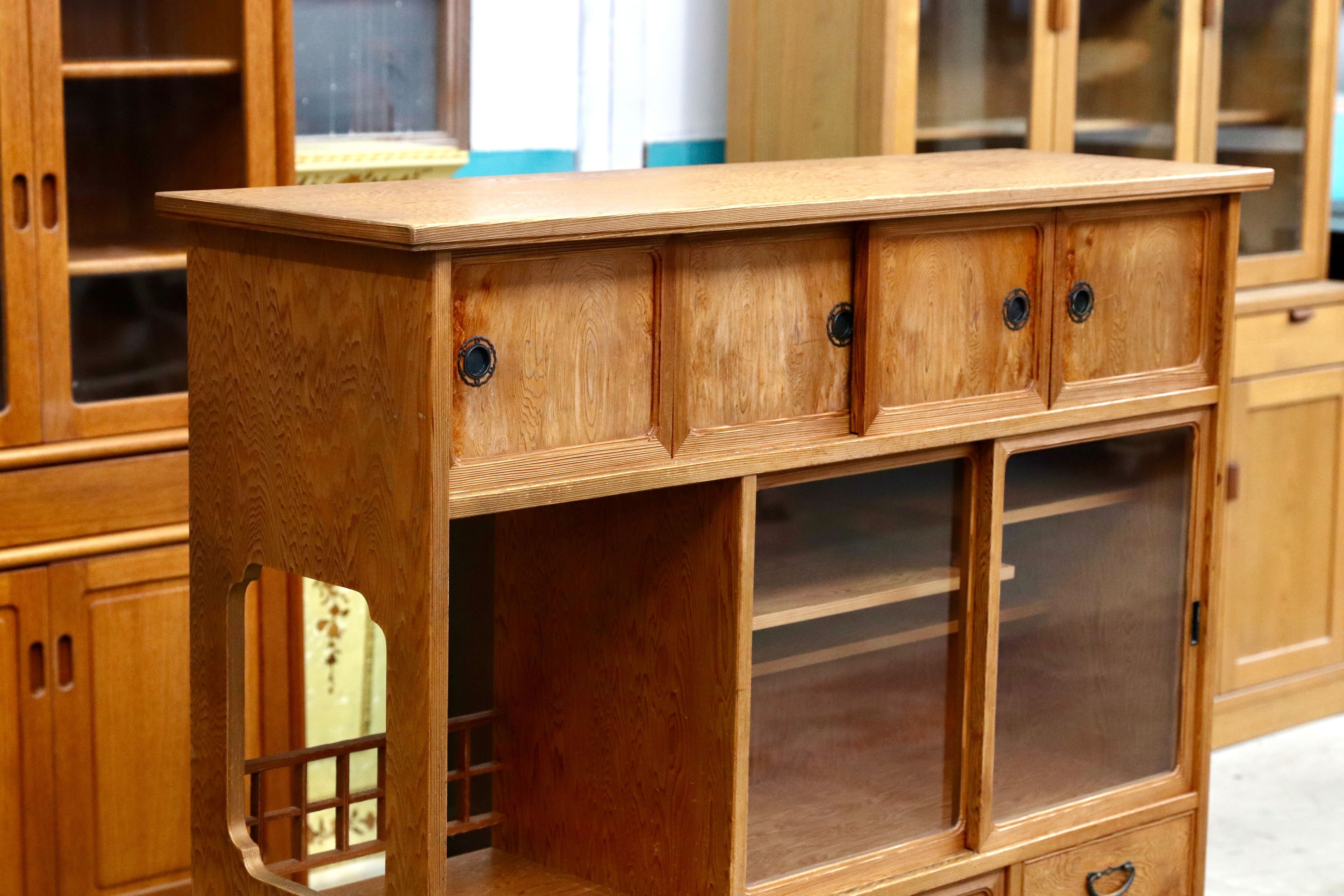 GMIK551○世界遺産屋久杉 茶棚 飾り棚 サイドボード リビングボード 和家具