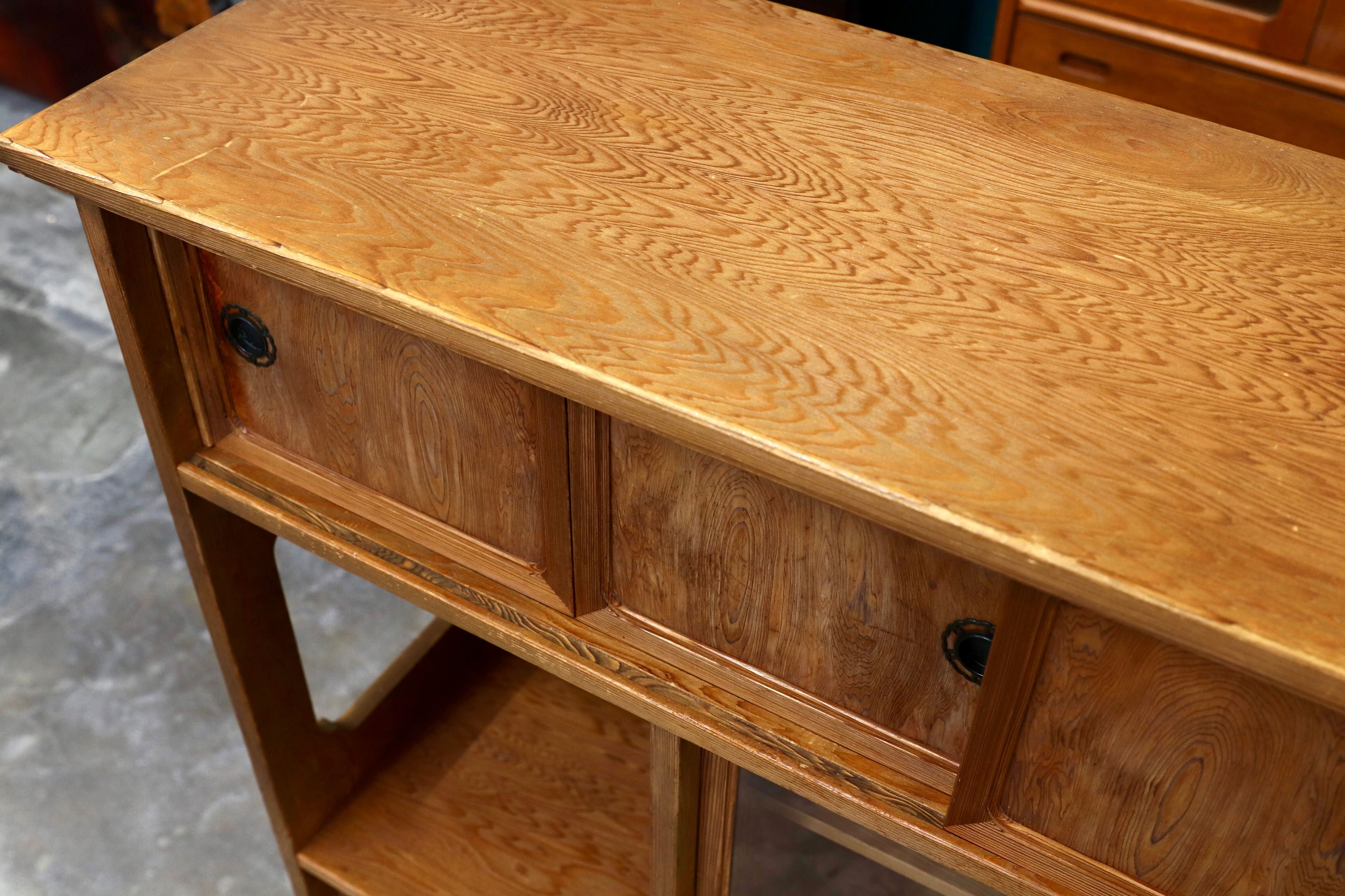 GMIK551○世界遺産屋久杉 茶棚 飾り棚 サイドボード リビングボード 和家具