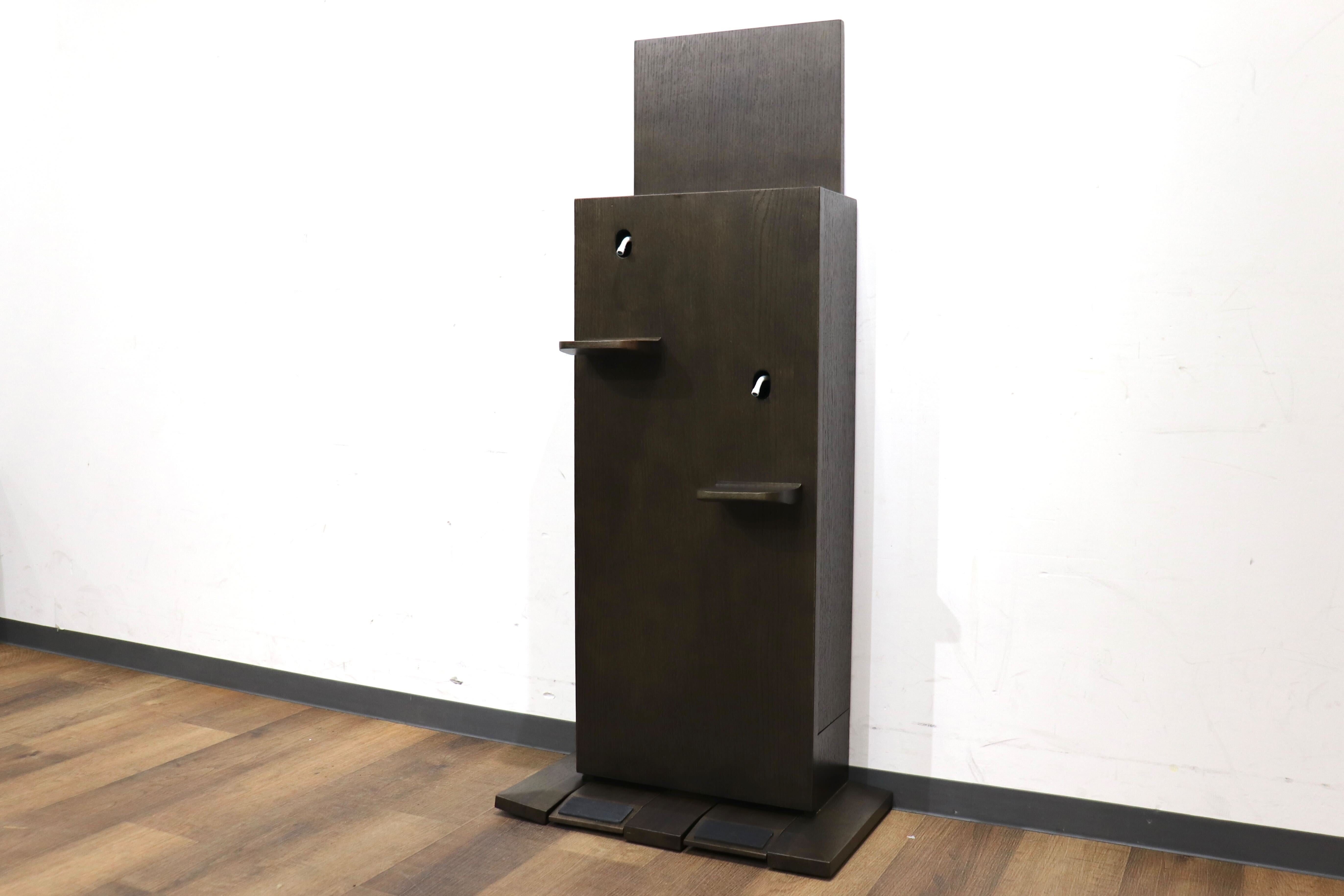 GMHN284C○森明商店 Kireidana SQUARE-W アルコール消毒スタンド フットペダル 親子両用 オーク材 ダークブラウン オフィス 定価約7万