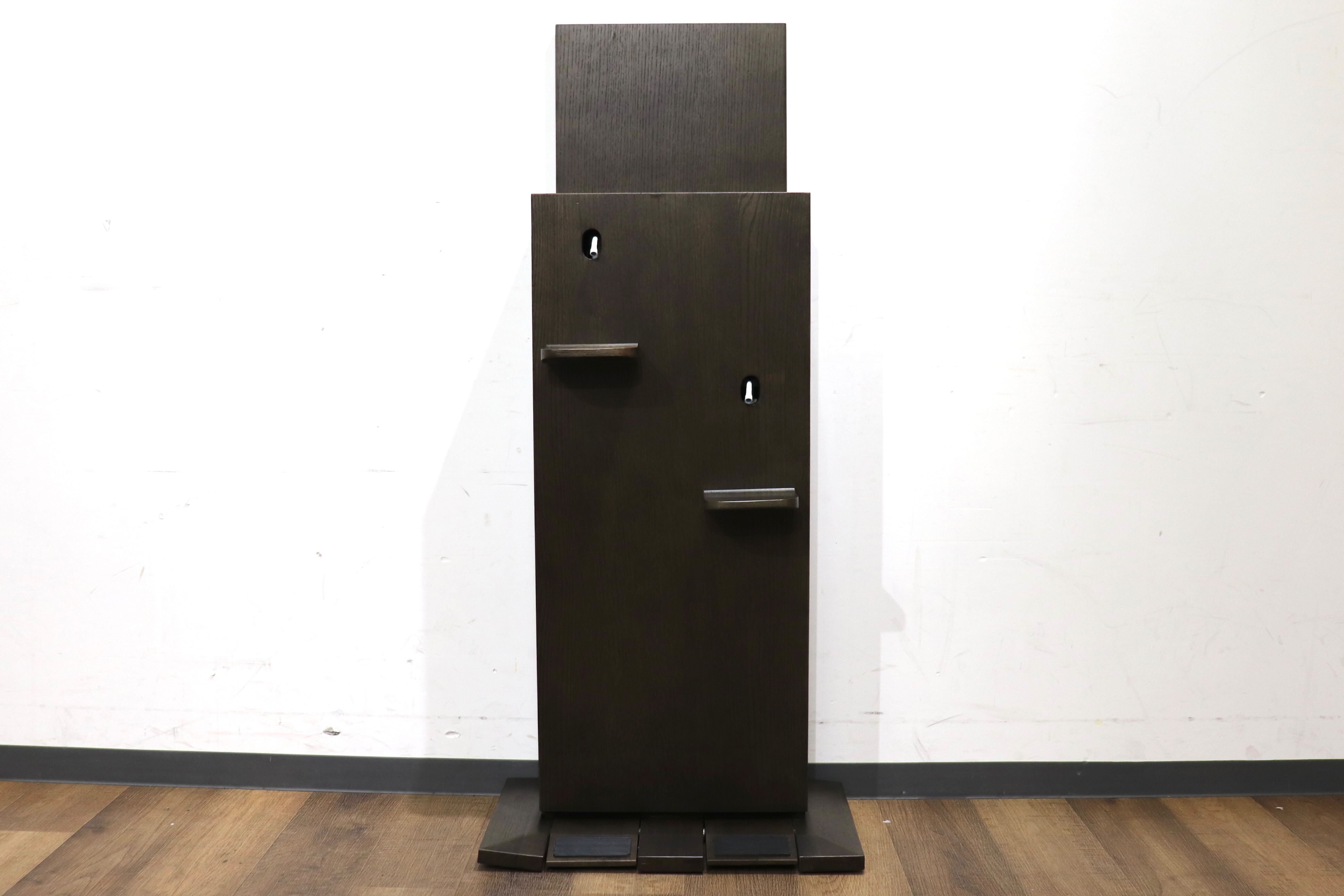 GMHN284C○森明商店 Kireidana SQUARE-W アルコール消毒スタンド フットペダル 親子両用 オーク材 ダークブラウン オフィス 定価約7万