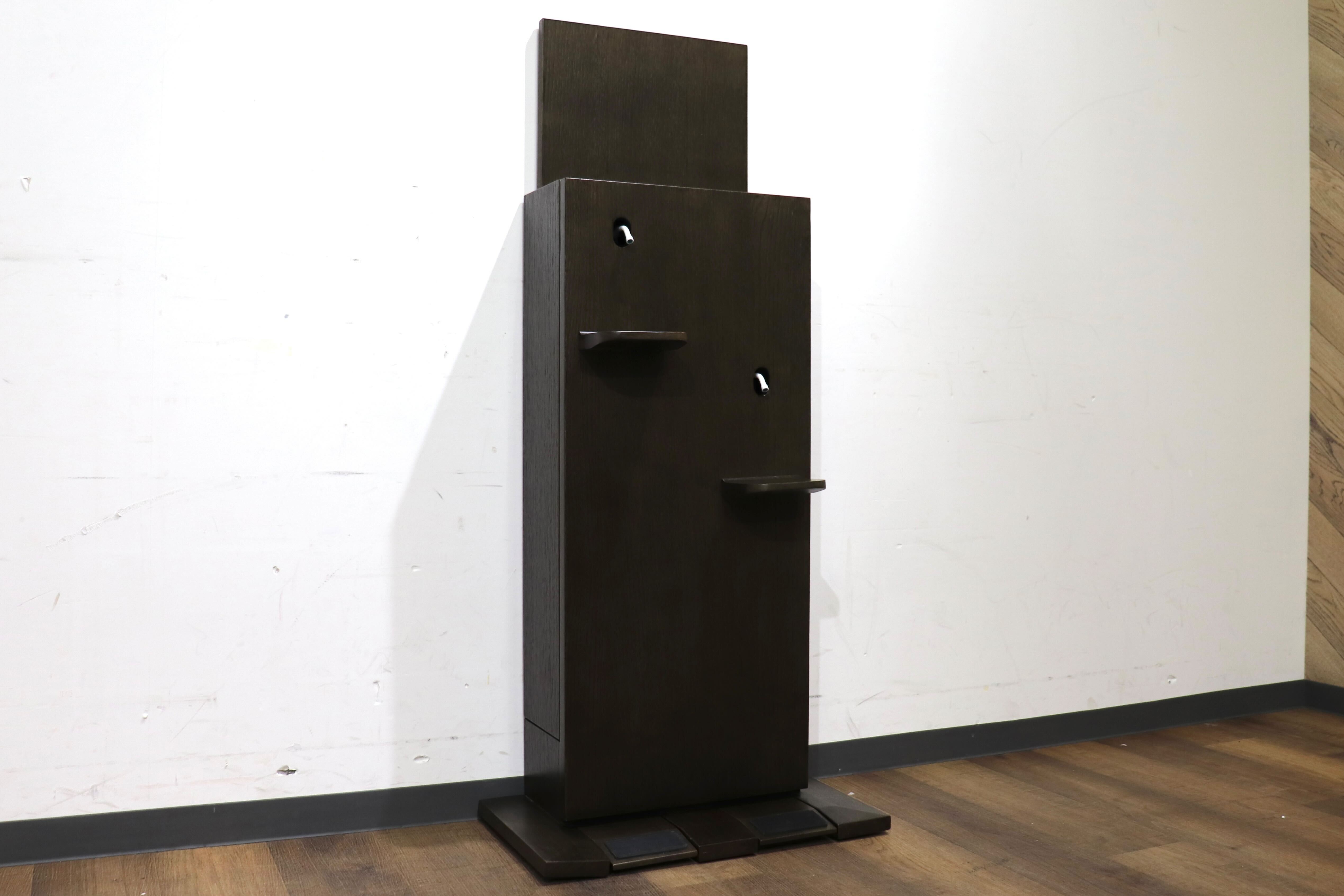 GMHN284C○森明商店 Kireidana SQUARE-W アルコール消毒スタンド フットペダル 親子両用 オーク材 ダークブラウン オフィス 定価約7万