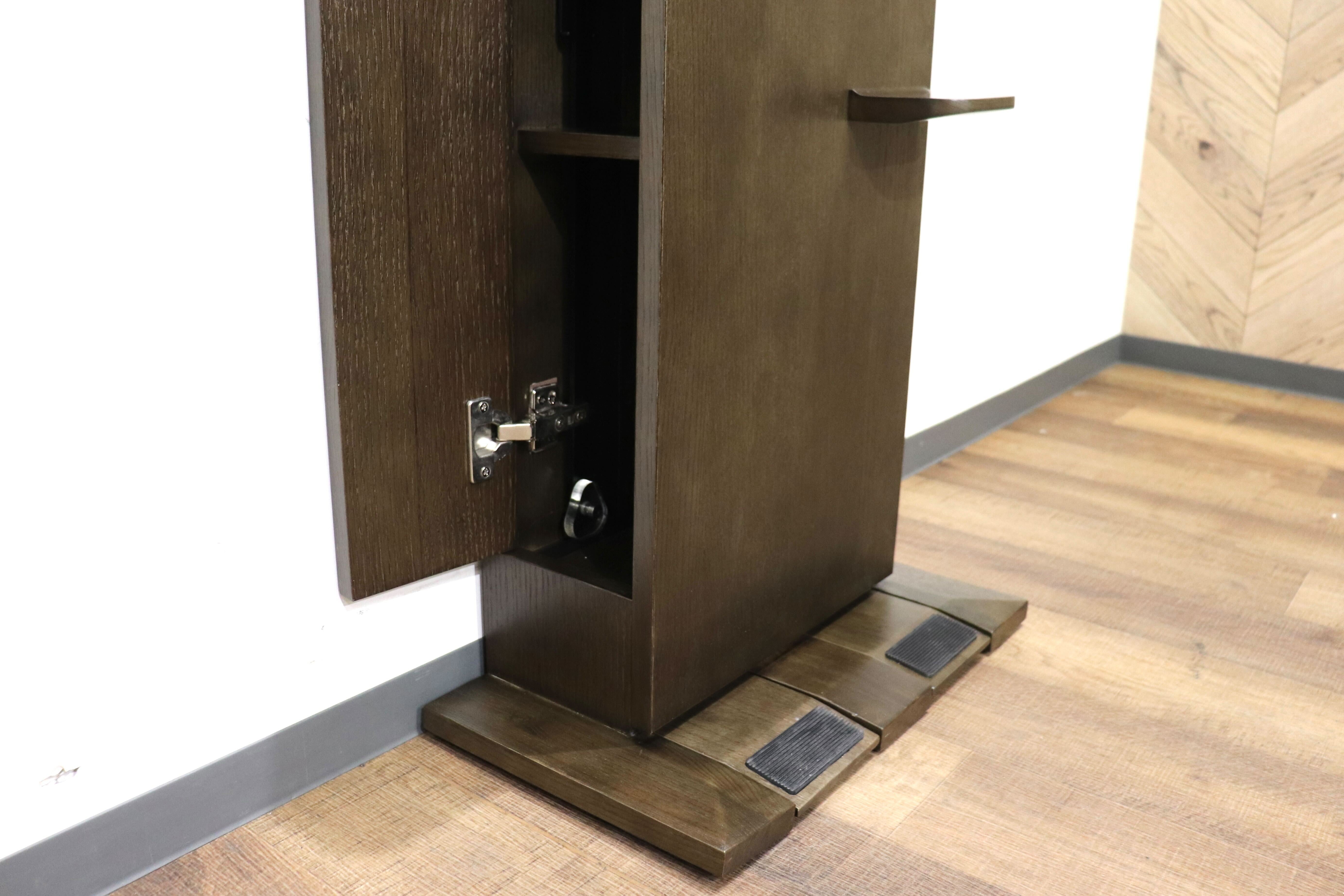 GMHN284C○森明商店 Kireidana SQUARE-W アルコール消毒スタンド フットペダル 親子両用 オーク材 ダークブラウン オフィス 定価約7万