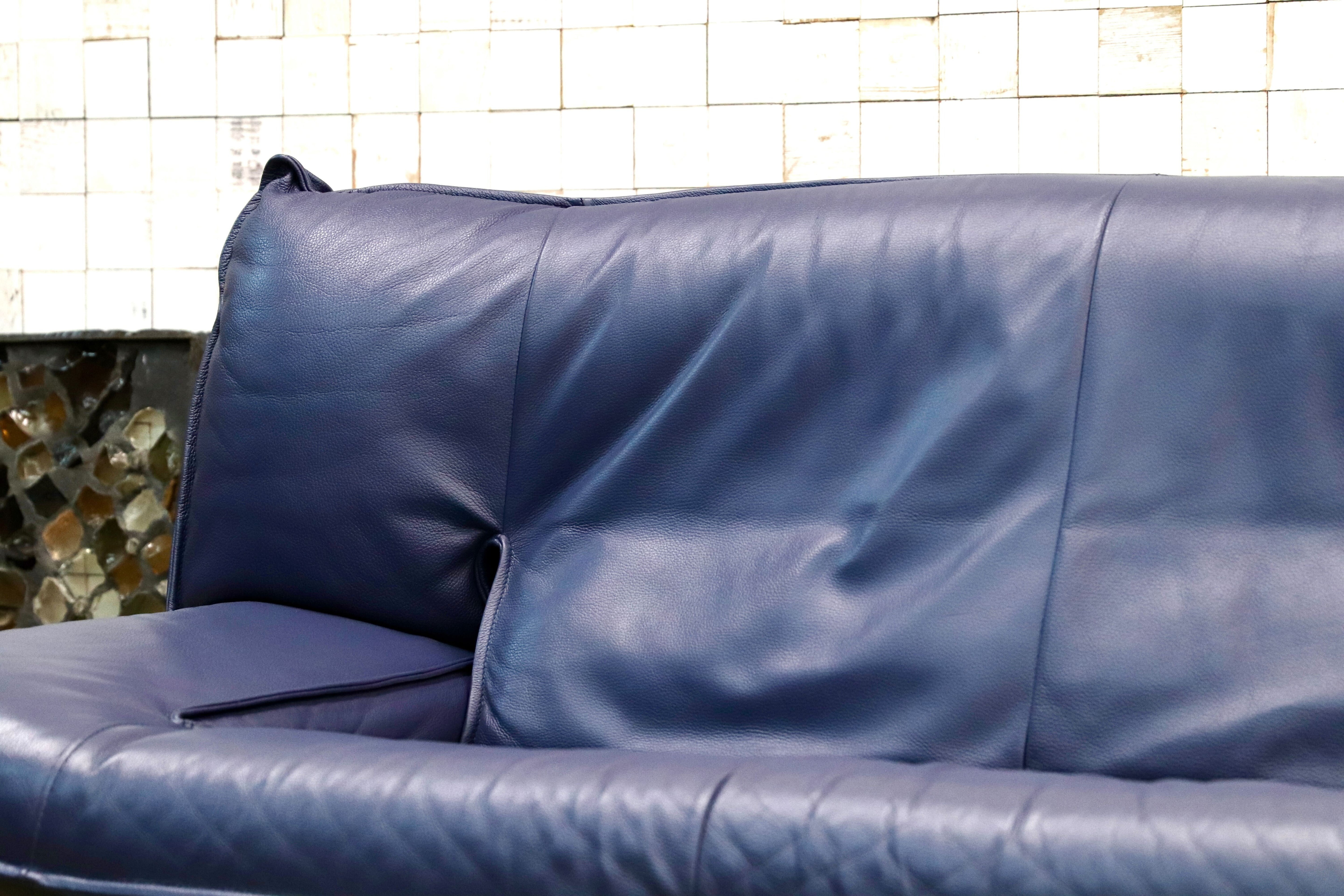 GMIS276A○NICOLETTI / ニコレッティ Dream 2人掛けソファ ラブソファ ブルー 2シーター イタリアモダン 約50万 本革 レザー