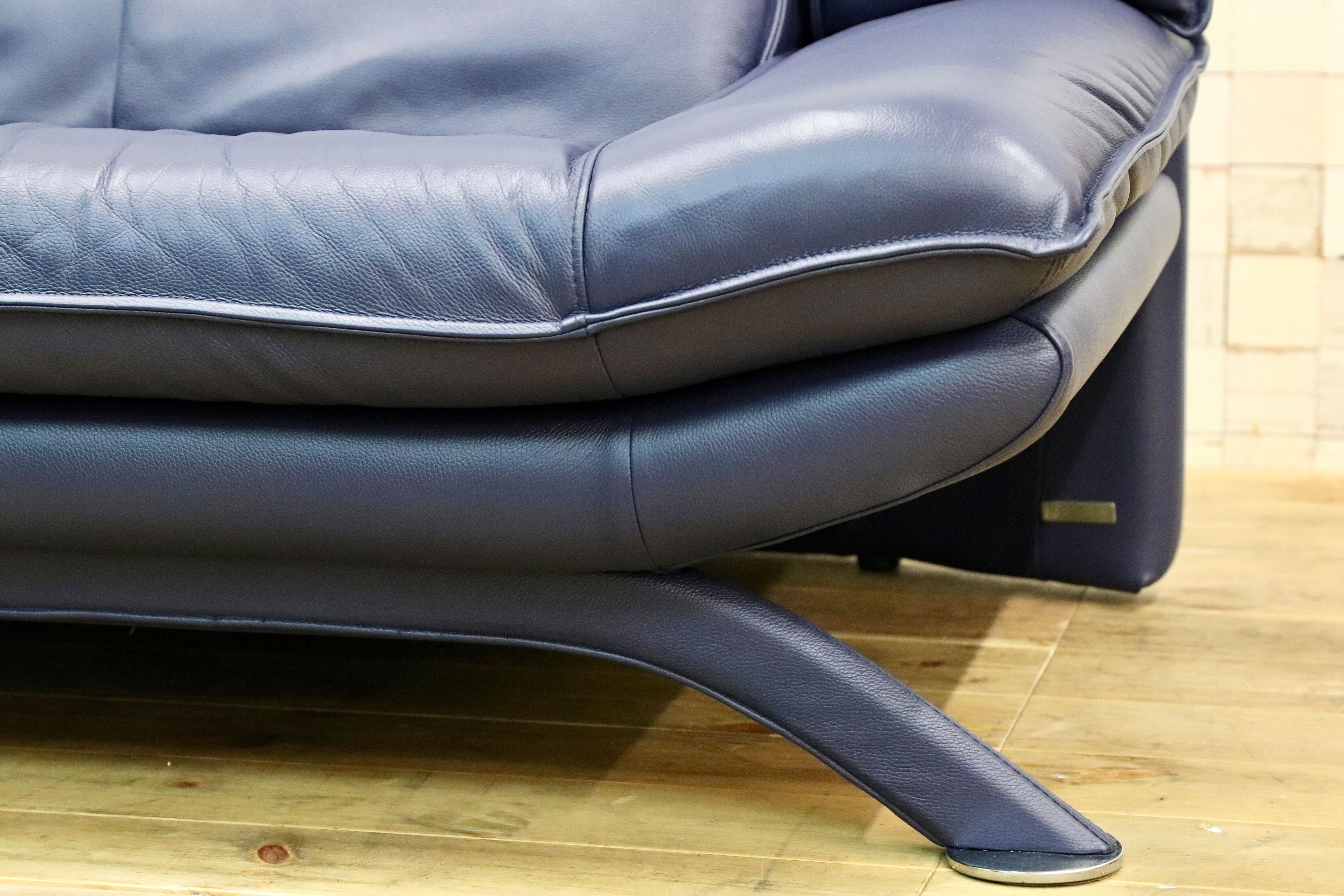 GMIS276A○NICOLETTI / ニコレッティ Dream 2人掛けソファ ラブソファ ブルー 2シーター イタリアモダン 約50万 本革 レザー