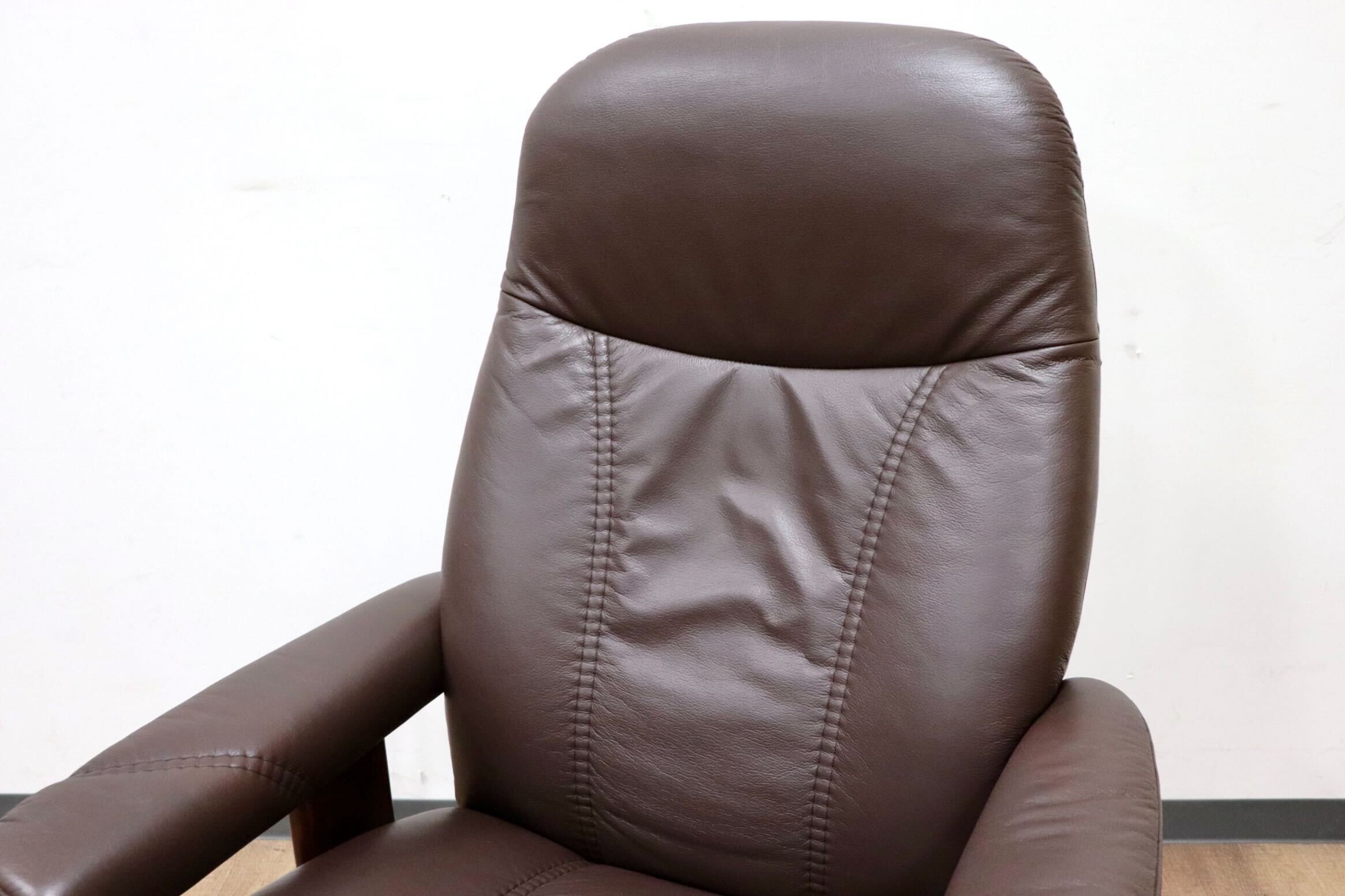 GMGH501○EKORNES / エコーネス コンサル リクライニングチェア パーソナルチェア 北欧 ノルウェー 本革 ブラウン 定価約24万 美品