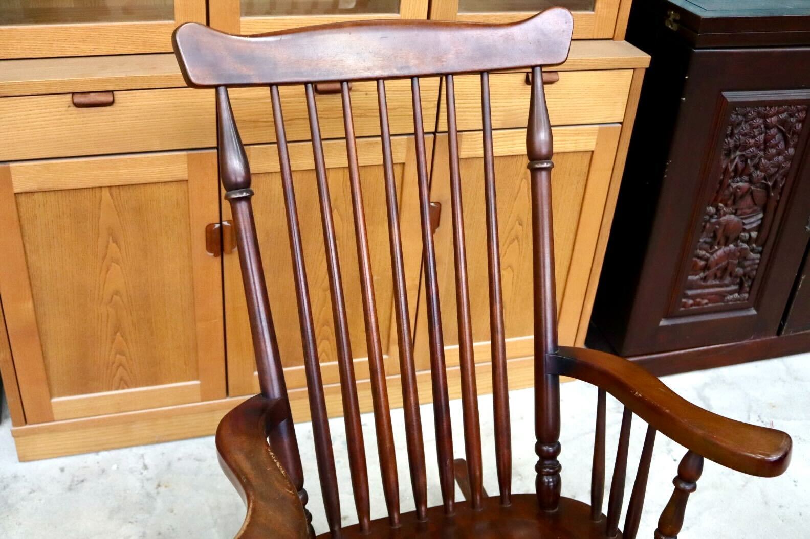 GMIH407○九州民芸家具 ロッキングチェア 揺り椅子 アームチェア 木製 ミズメザクラ 古民家 レトロ カントリー ヴィンテージ