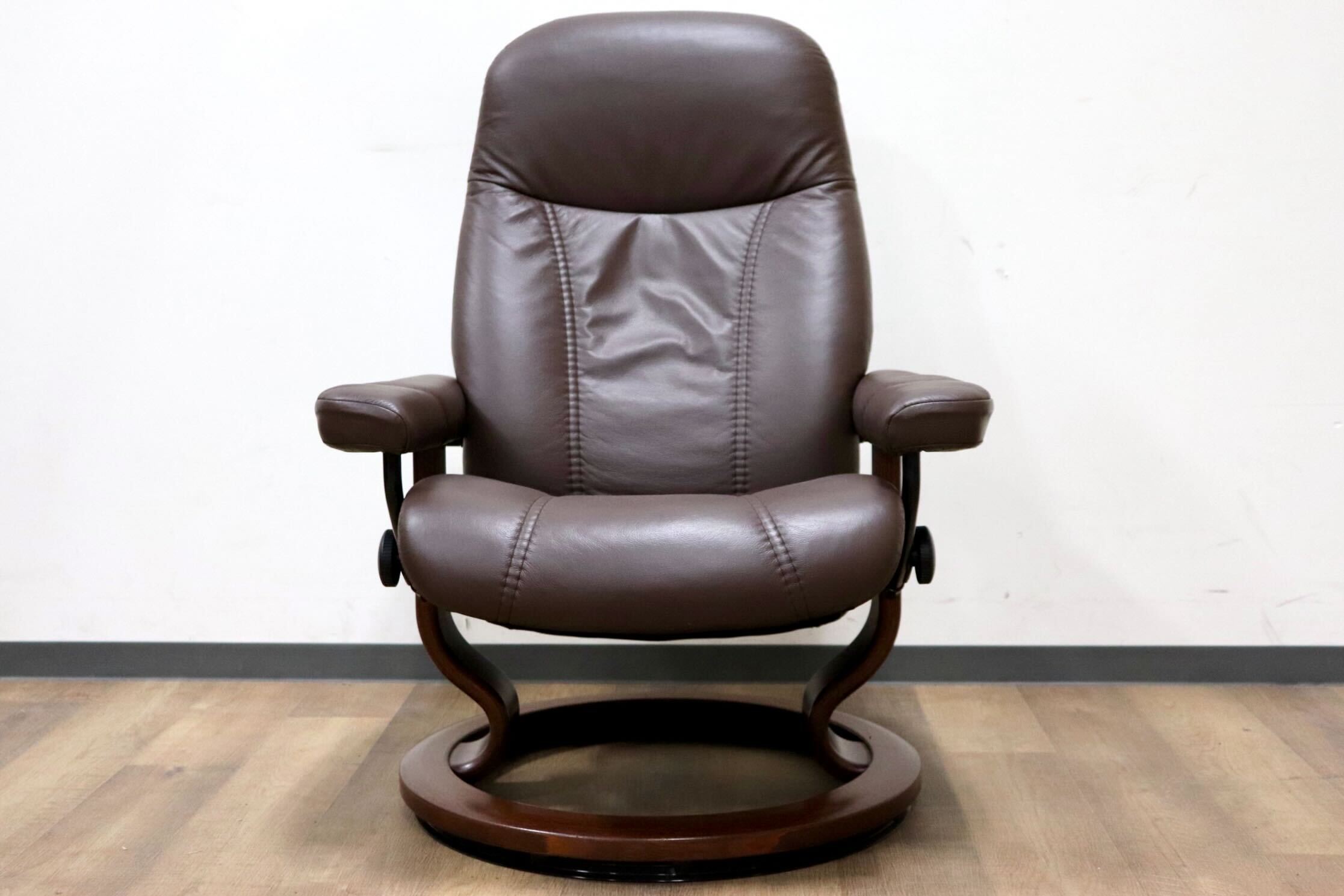 GMGH501○EKORNES / エコーネス コンサル リクライニングチェア パーソナルチェア 北欧 ノルウェー 本革 ブラウン 定価約24万 美品