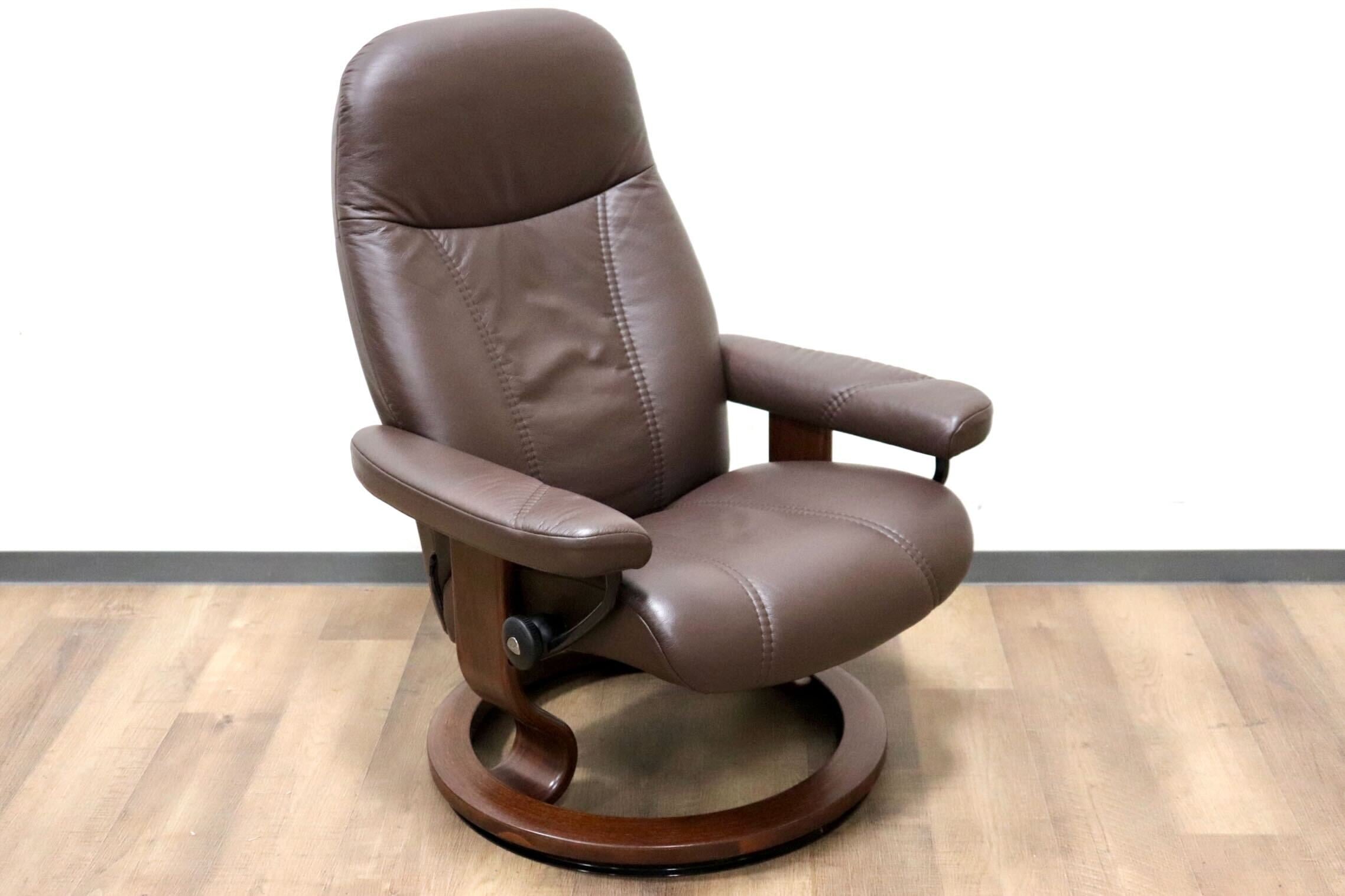 GMGH501○EKORNES / エコーネス コンサル リクライニングチェア パーソナルチェア 北欧 ノルウェー 本革 ブラウン 定価約24万 美品