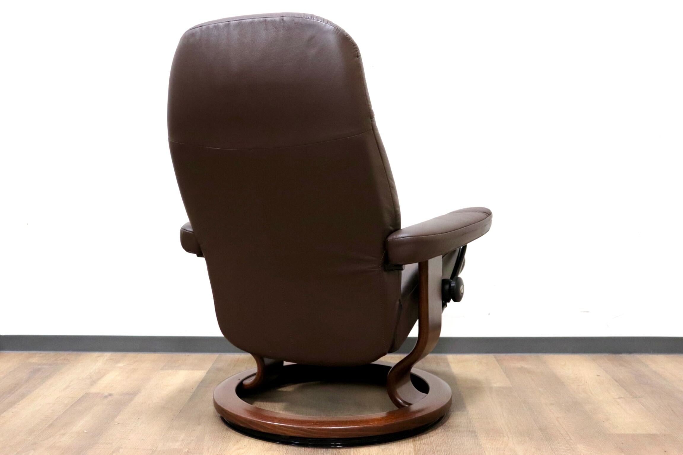 GMGH501○EKORNES / エコーネス コンサル リクライニングチェア パーソナルチェア 北欧 ノルウェー 本革 ブラウン 定価約24万 美品