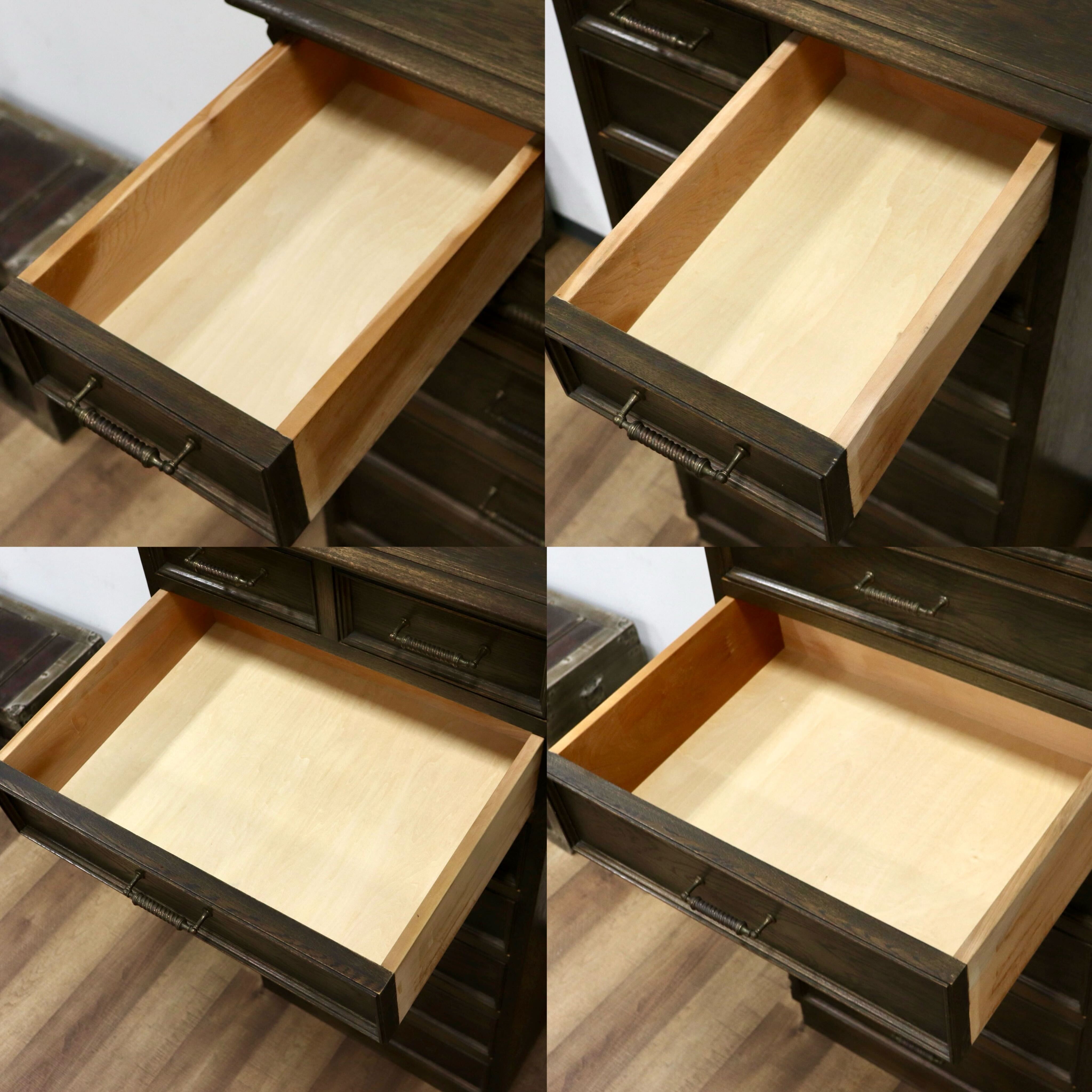 GMHK858○神戸家具 洋家具 7段チェスト 整理箪笥 収納家具 彫刻 鉄金具 オーク材 クラシカル 和製ヴィンテージ アンティーク 検)永田良介