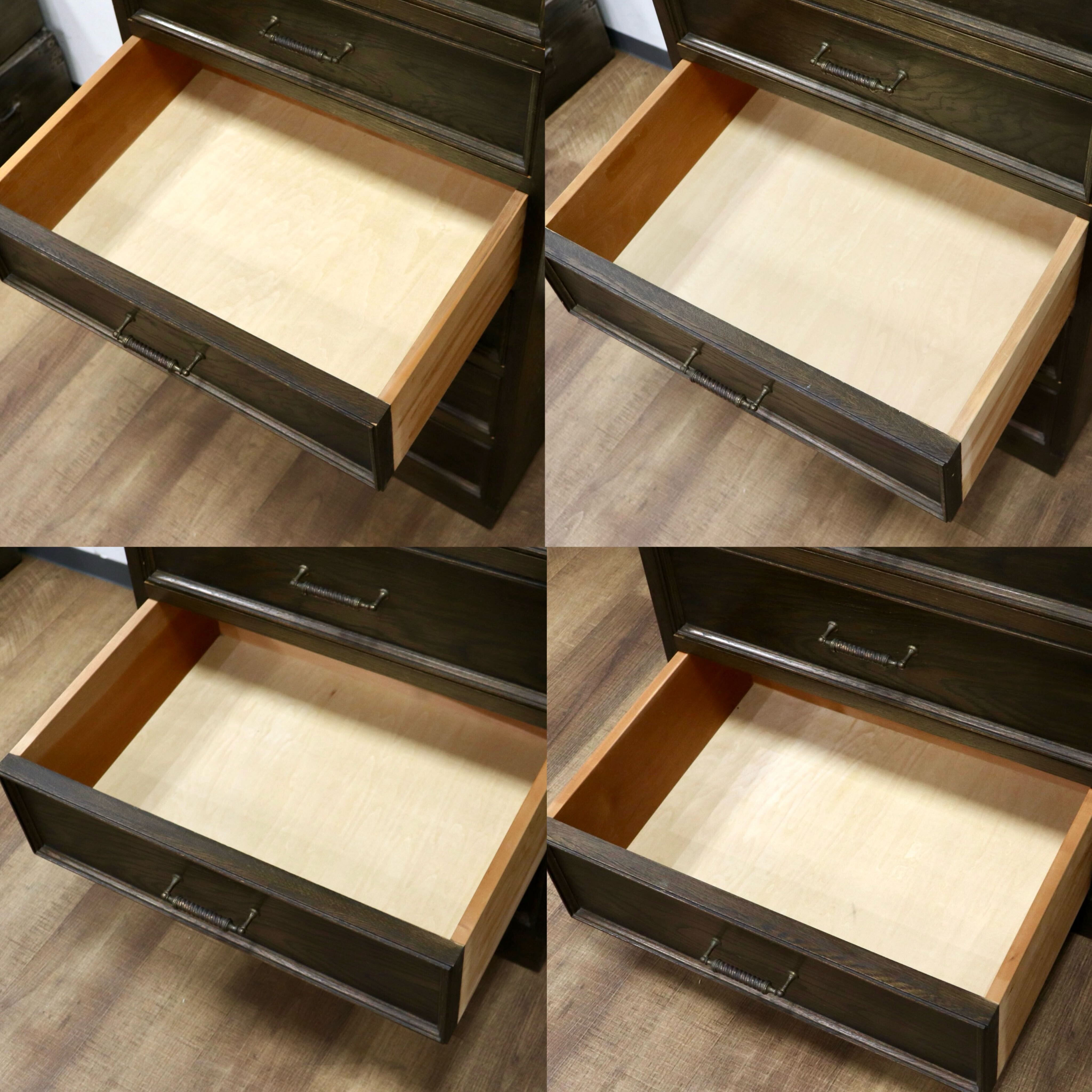 GMHK858○神戸家具 洋家具 7段チェスト 整理箪笥 収納家具 彫刻 鉄金具 オーク材 クラシカル 和製ヴィンテージ アンティーク 検)永田良介