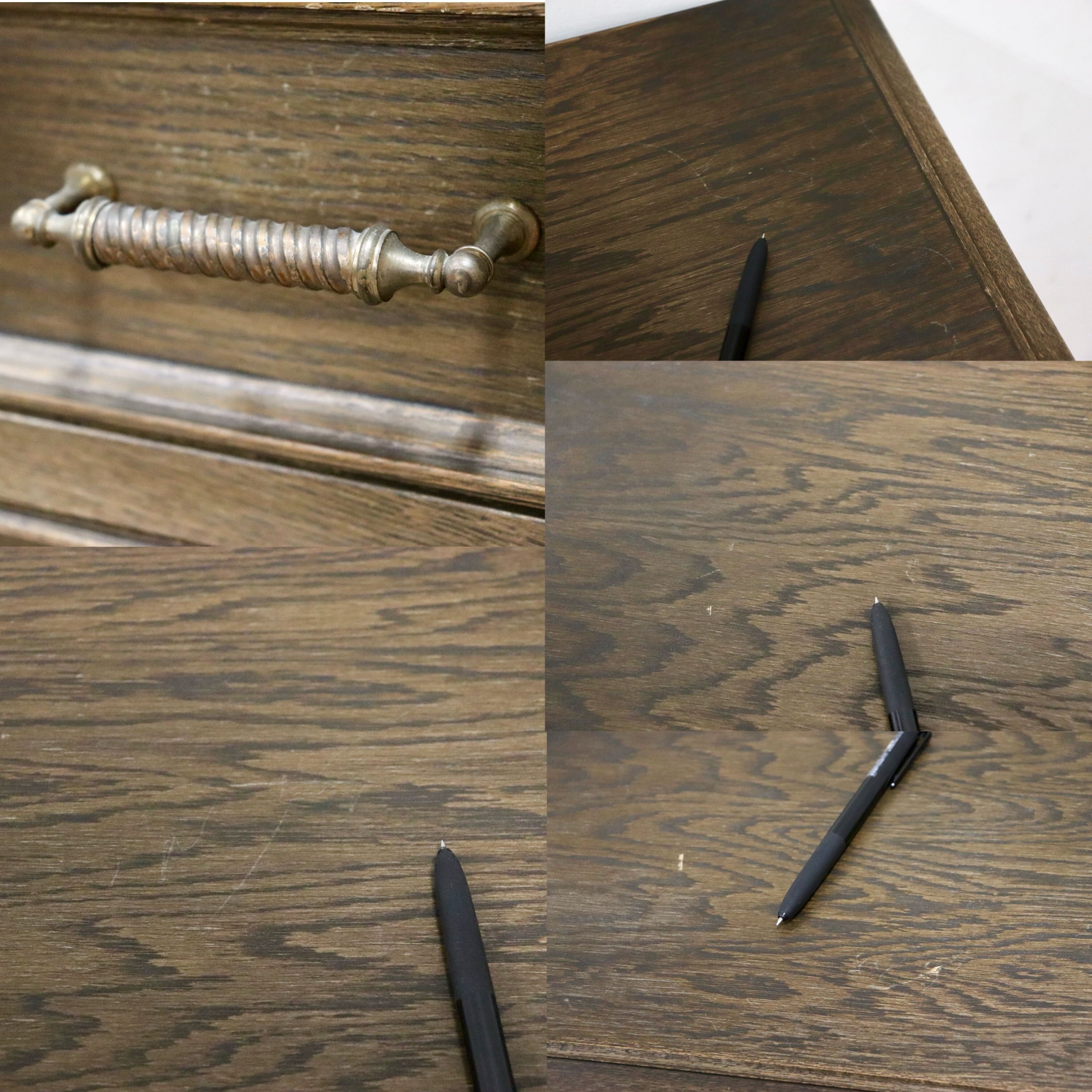 GMHK858○神戸家具 洋家具 7段チェスト 整理箪笥 収納家具 彫刻 鉄金具 オーク材 クラシカル 和製ヴィンテージ アンティーク 検)永田良介