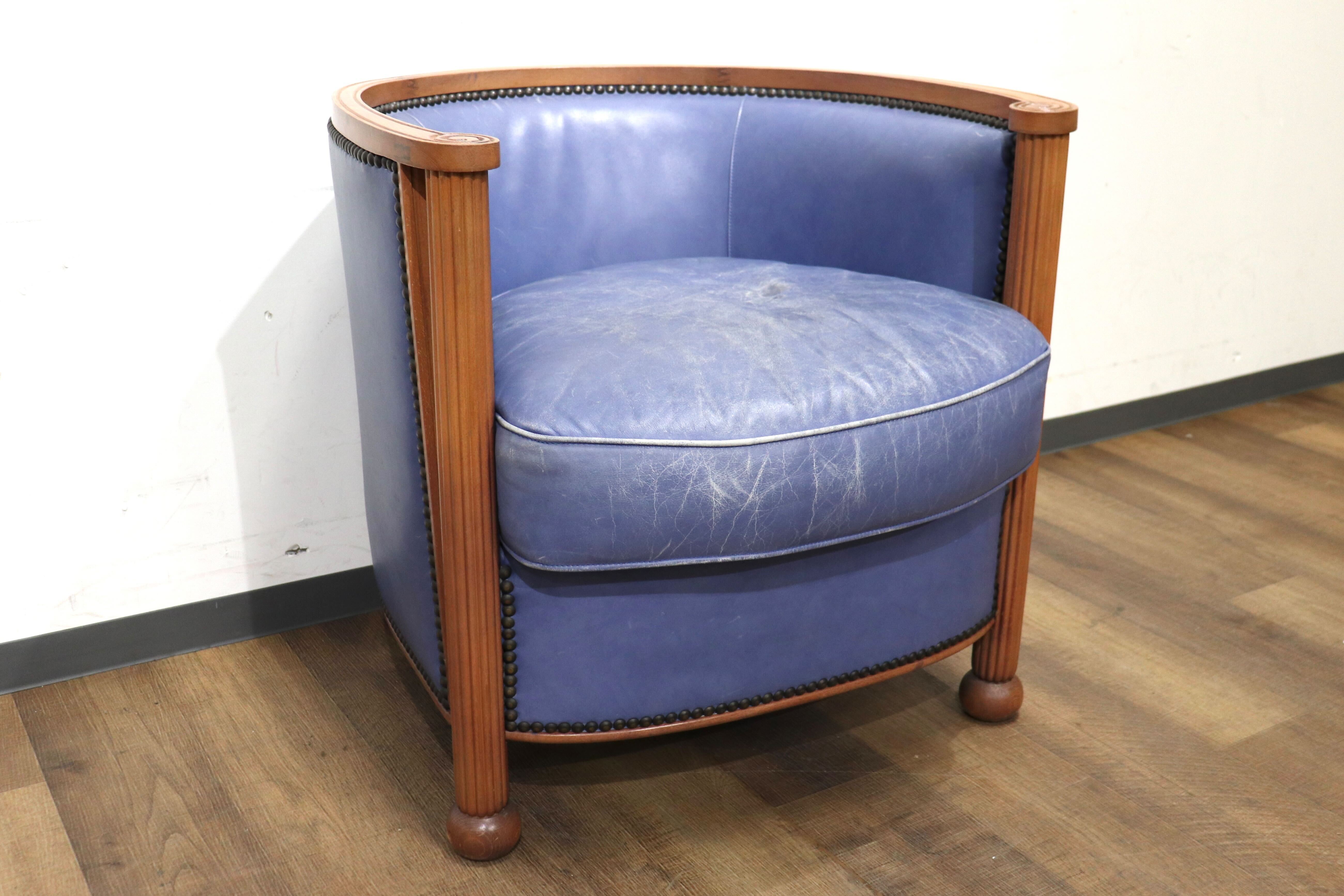 GMHN276B○西洋 フランス アンティーク 1人掛けソファ シングルソファ アームチェア 本革 鋲打ち ヨーロピアン クラシック ヴィンテージ