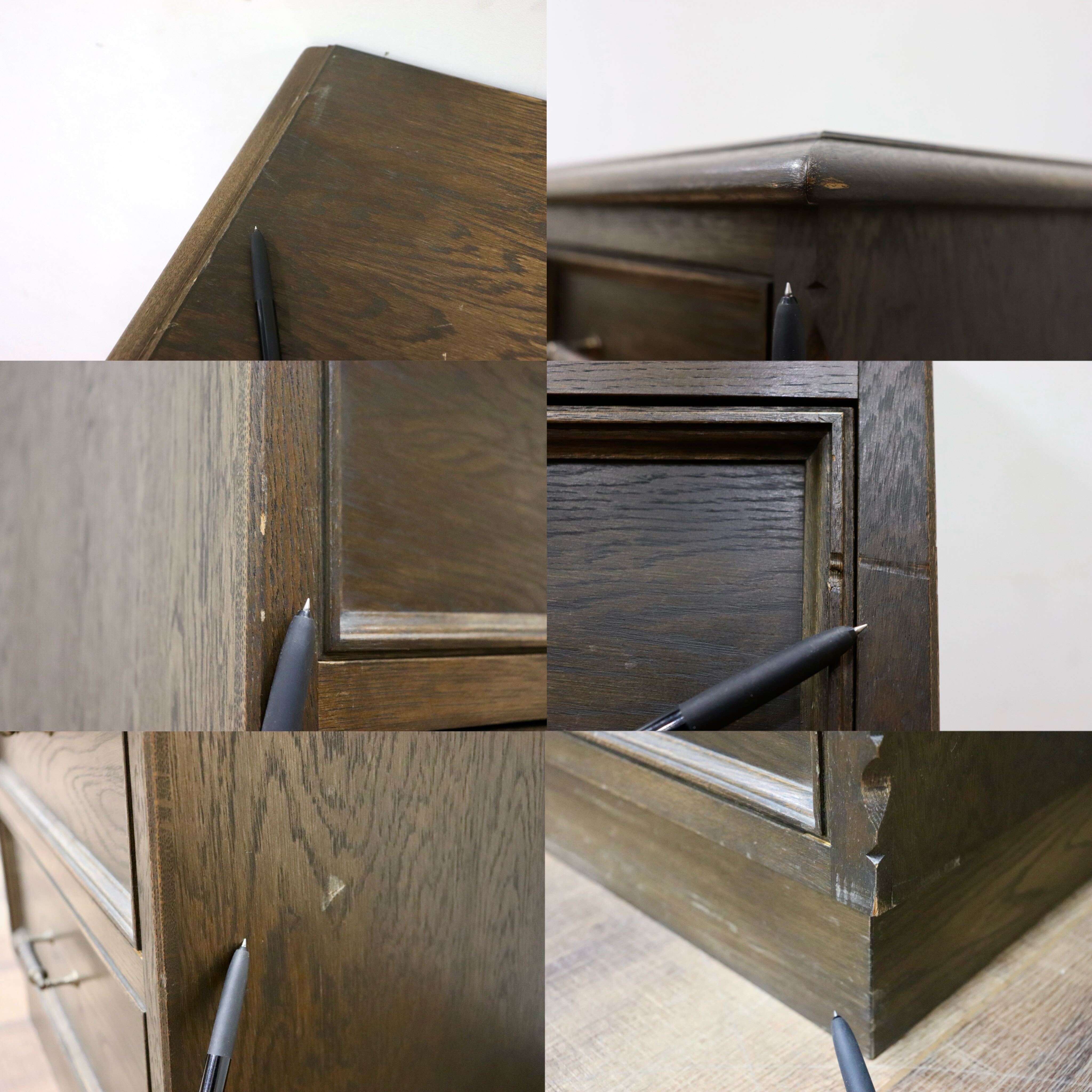 GMHK858○神戸家具 洋家具 7段チェスト 整理箪笥 収納家具 彫刻 鉄金具 オーク材 クラシカル 和製ヴィンテージ アンティーク 検)永田良介