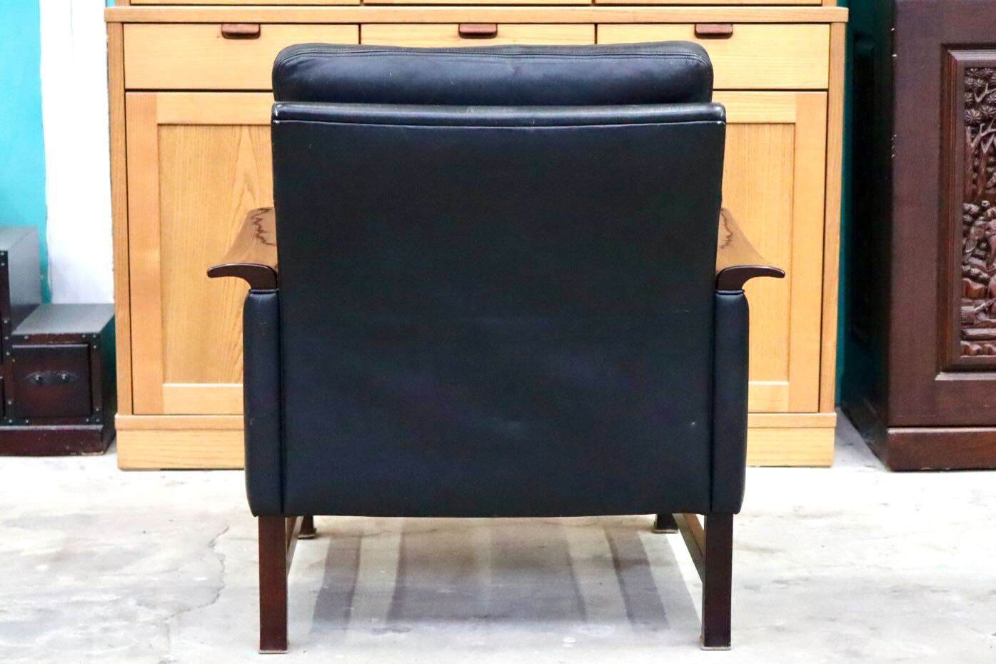 GMIH401○mobilia / モビリア シングルソファ 1人掛けソファ アームチェア ラウンジチェア 椅子 本革 木製 クラシック