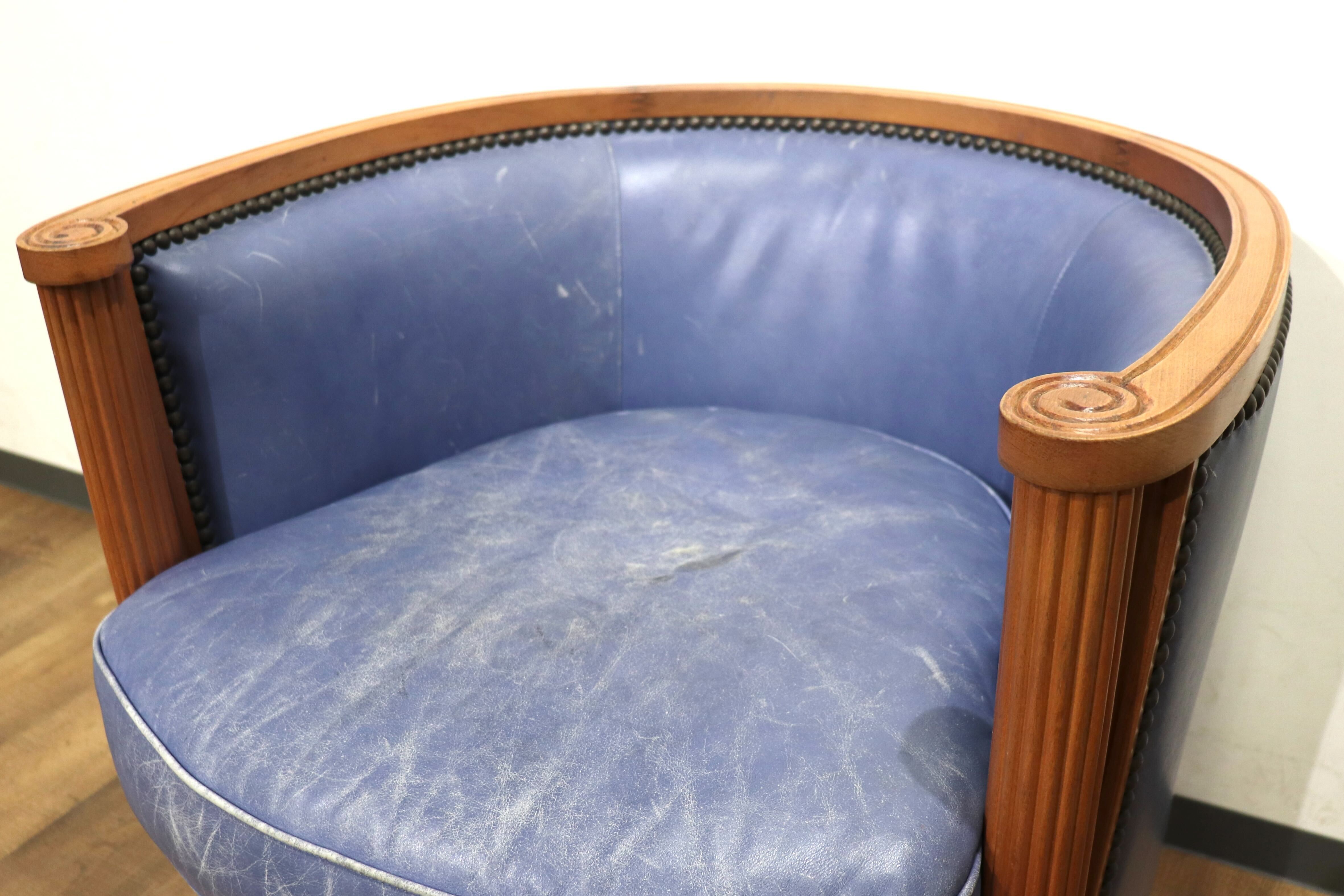 GMHN276B○西洋 フランス アンティーク 1人掛けソファ シングルソファ アームチェア 本革 鋲打ち ヨーロピアン クラシック ヴィンテージ