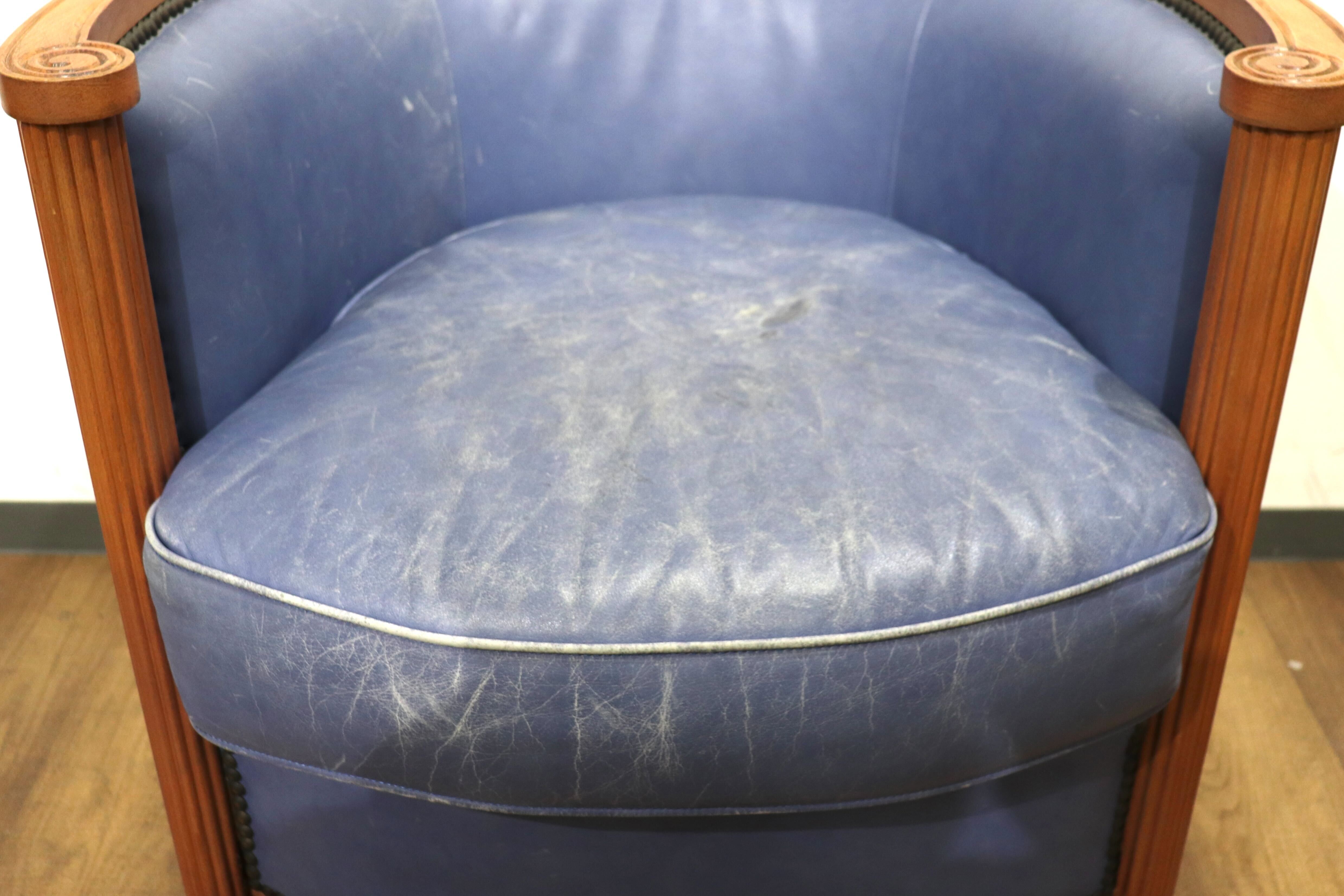 GMHN276B○西洋 フランス アンティーク 1人掛けソファ シングルソファ アームチェア 本革 鋲打ち ヨーロピアン クラシック ヴィンテージ