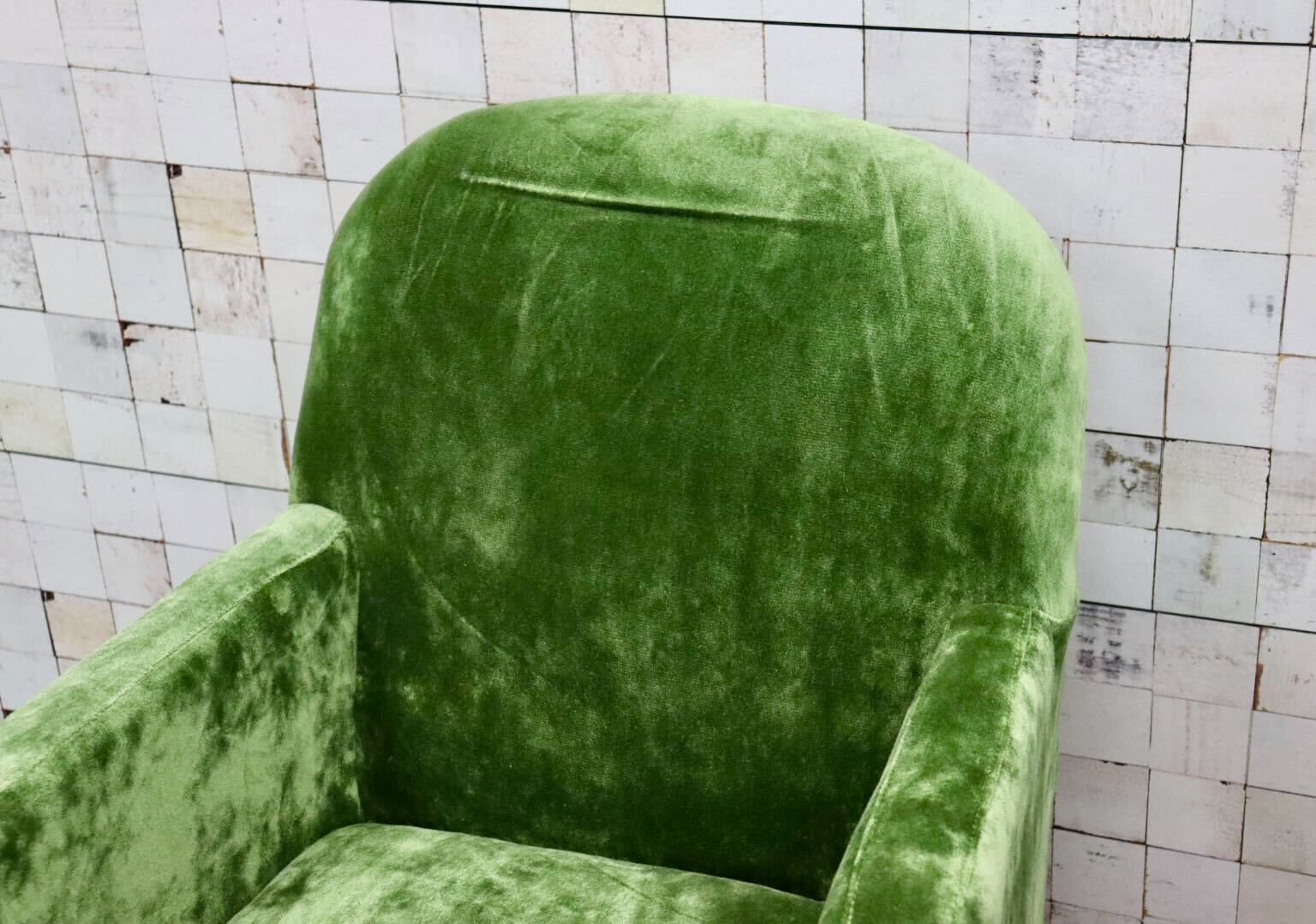 GMGK375B○Canffy / キャンフィー CA-0001 アームチェア シングルソファ ラウンジチェア グリーン ファブリック 定価約5.8万 展示品