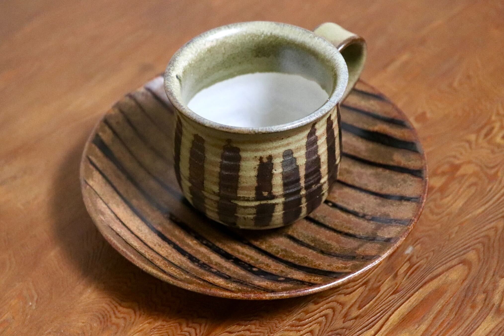 GMIO440○千代市陶房 清水千代市 丹波焼 コーヒー椀皿 陶器 丹波篠山 伝統工芸 未使用