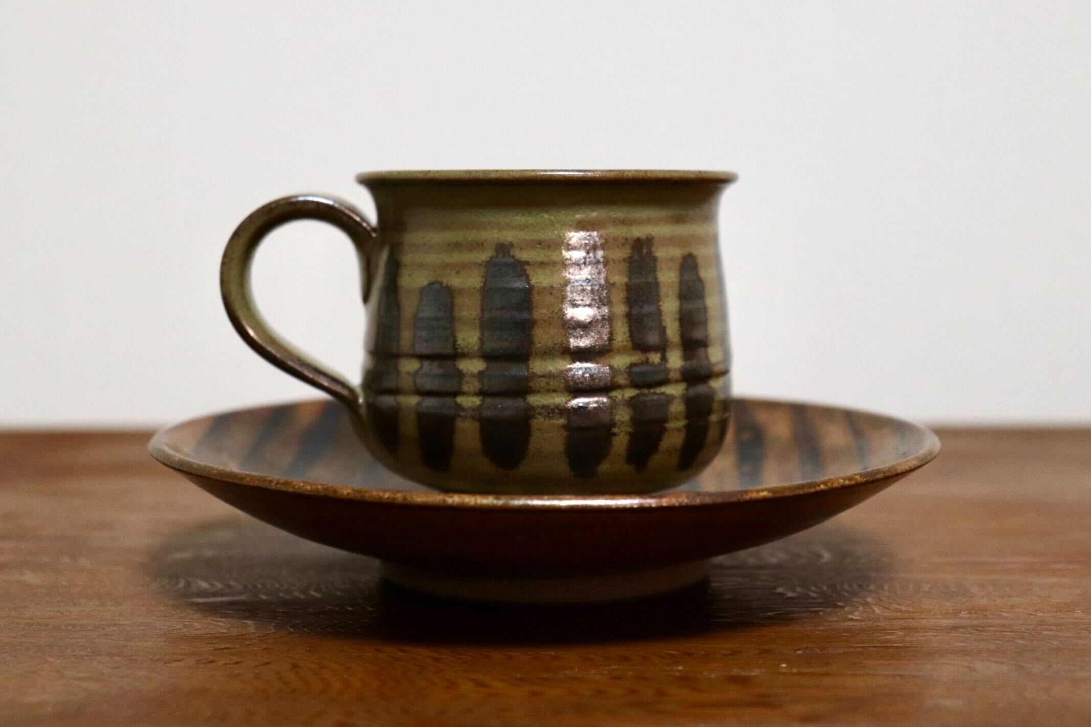 GMIO440○千代市陶房 清水千代市 丹波焼 コーヒー椀皿 陶器 丹波篠山 伝統工芸 未使用