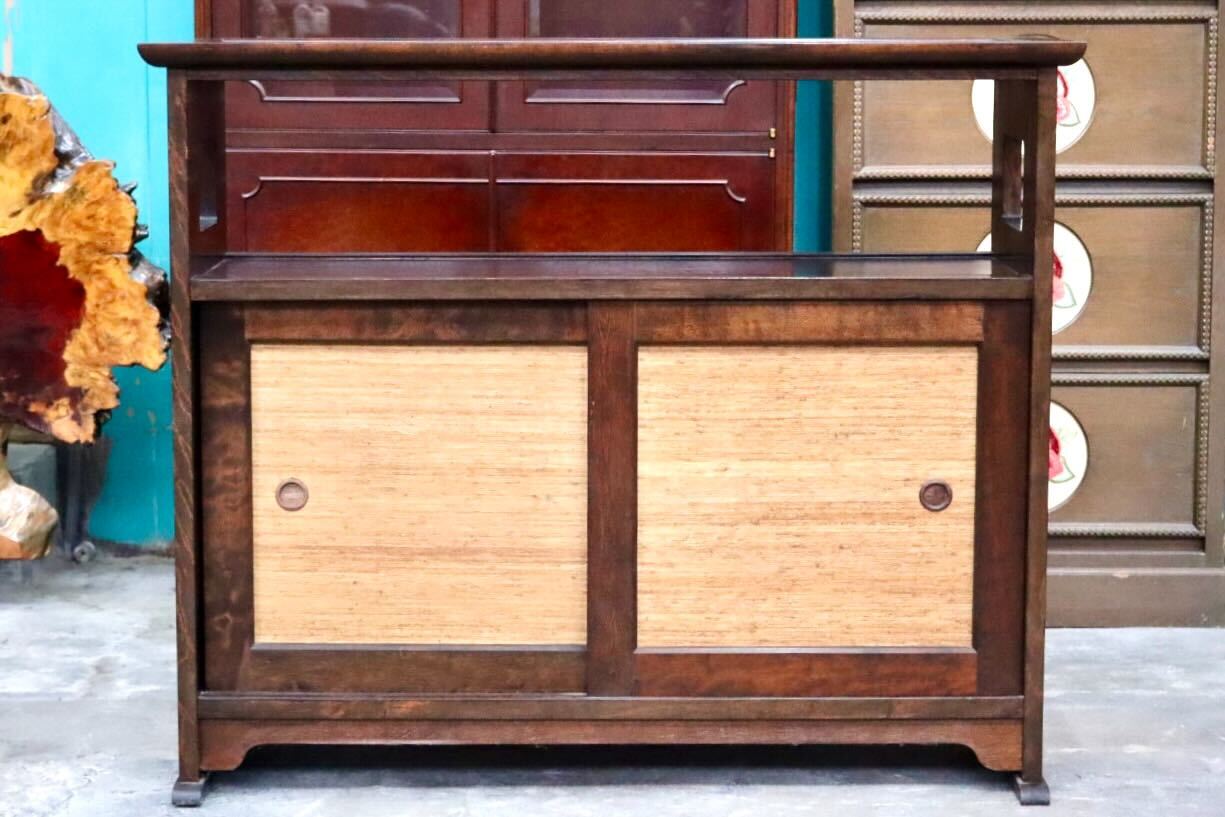 GMIH411○九州民芸家具 茶箪笥 茶棚 サイドボード キャビネット 飾り棚 サイドボード ミズメザクラ 無垢材 レトロ ヴィンテージ