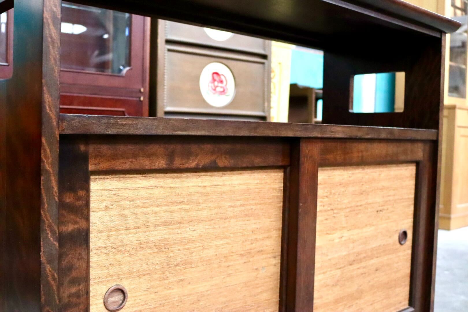 GMIH411○九州民芸家具 茶箪笥 茶棚 サイドボード キャビネット 飾り棚 サイドボード ミズメザクラ 無垢材 レトロ ヴィンテージ