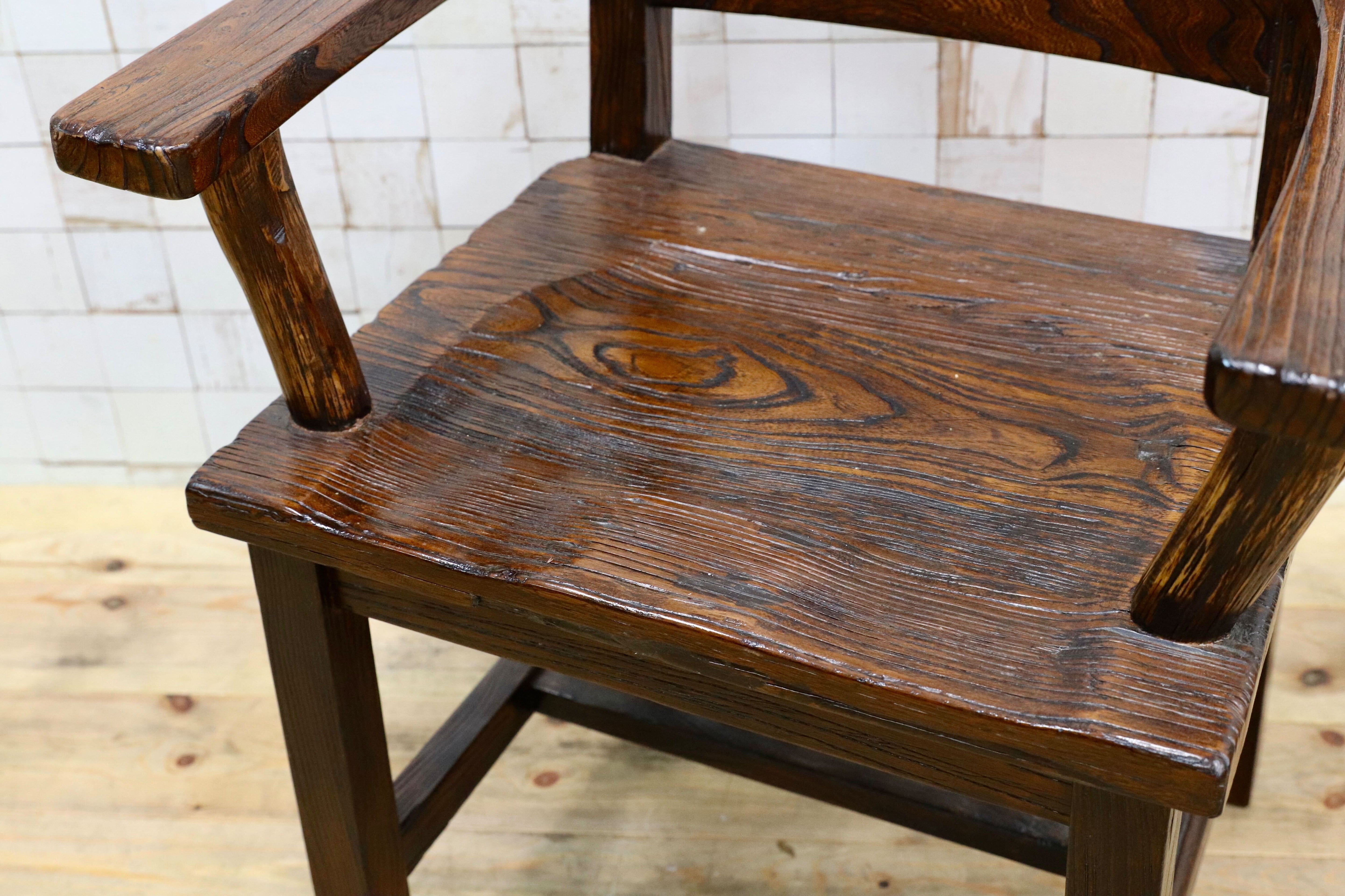 GMIS291A○アジアンリゾート ヴィンテージ ウッドチェア アームチェア ダイニングチェア 椅子 和モダン 民藝風 レトロ チェア